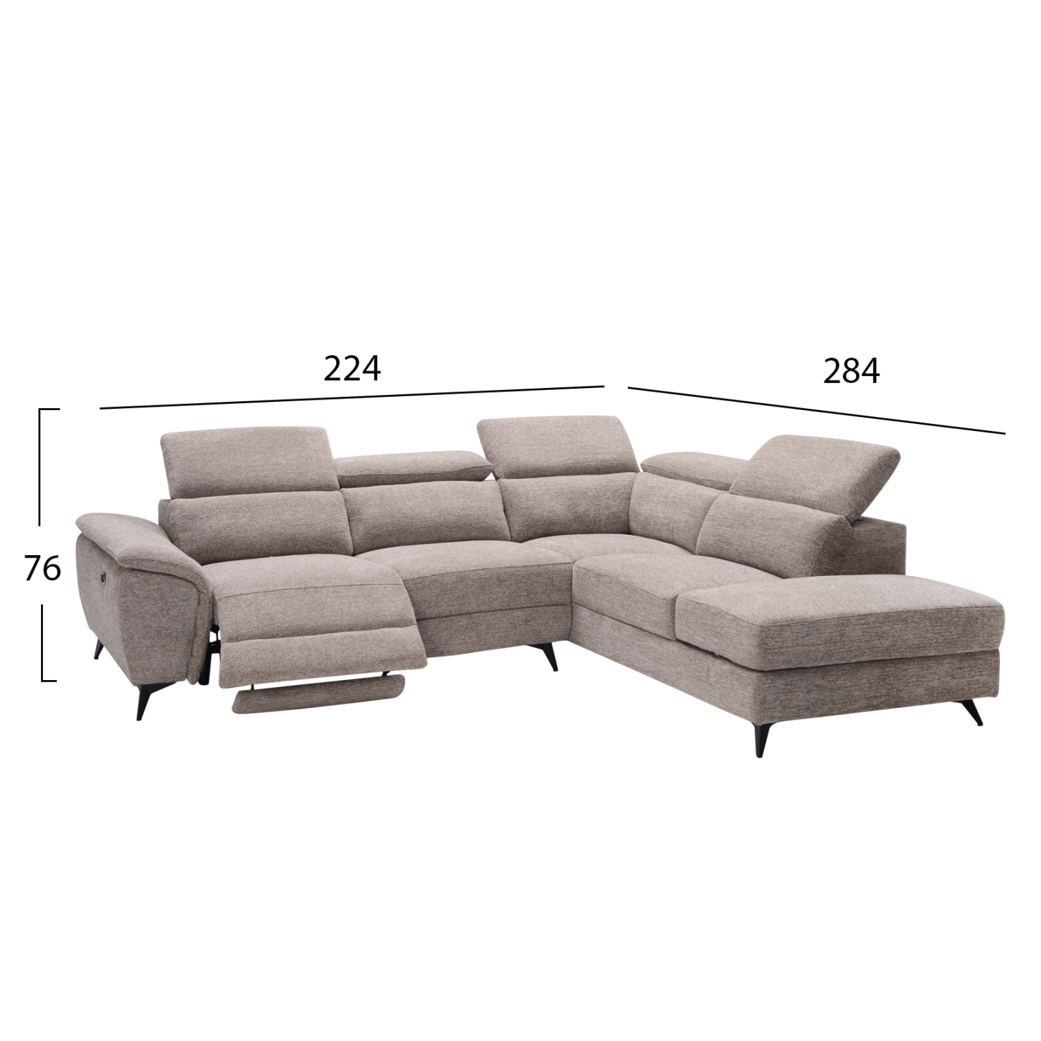 ΚΑΝΑΠΕΣ ΑΡΙΣΤΕΡΗ ΓΩΝΙΑ-ΑΝΑΚΛΙΣΗ &amp; ΑΠΟΘ.ΧΩΡΟΣ-RESTRO HM3339.02L ΜΠΕΖ ΥΦΑΣΜΑ 290x220x80Υεκ 2