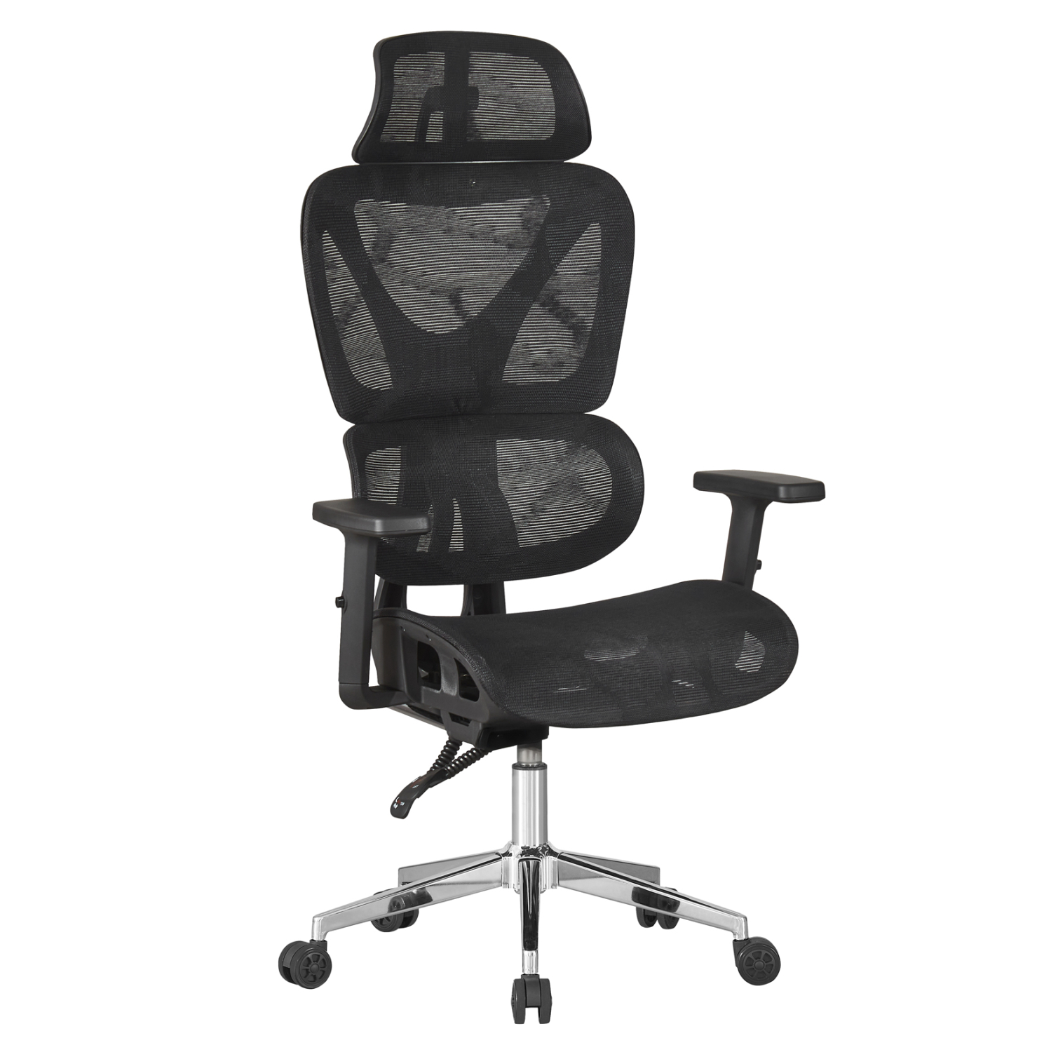 ΚΑΡΕΚΛΑ ΓΡΑΦΕΙΟΥ NOVAR HM1217.01 ΜΑΥΡO MESH--ΒΑΣΗ ΧΡΩΜΙΟΥ 51x49x129Υεκ 1
