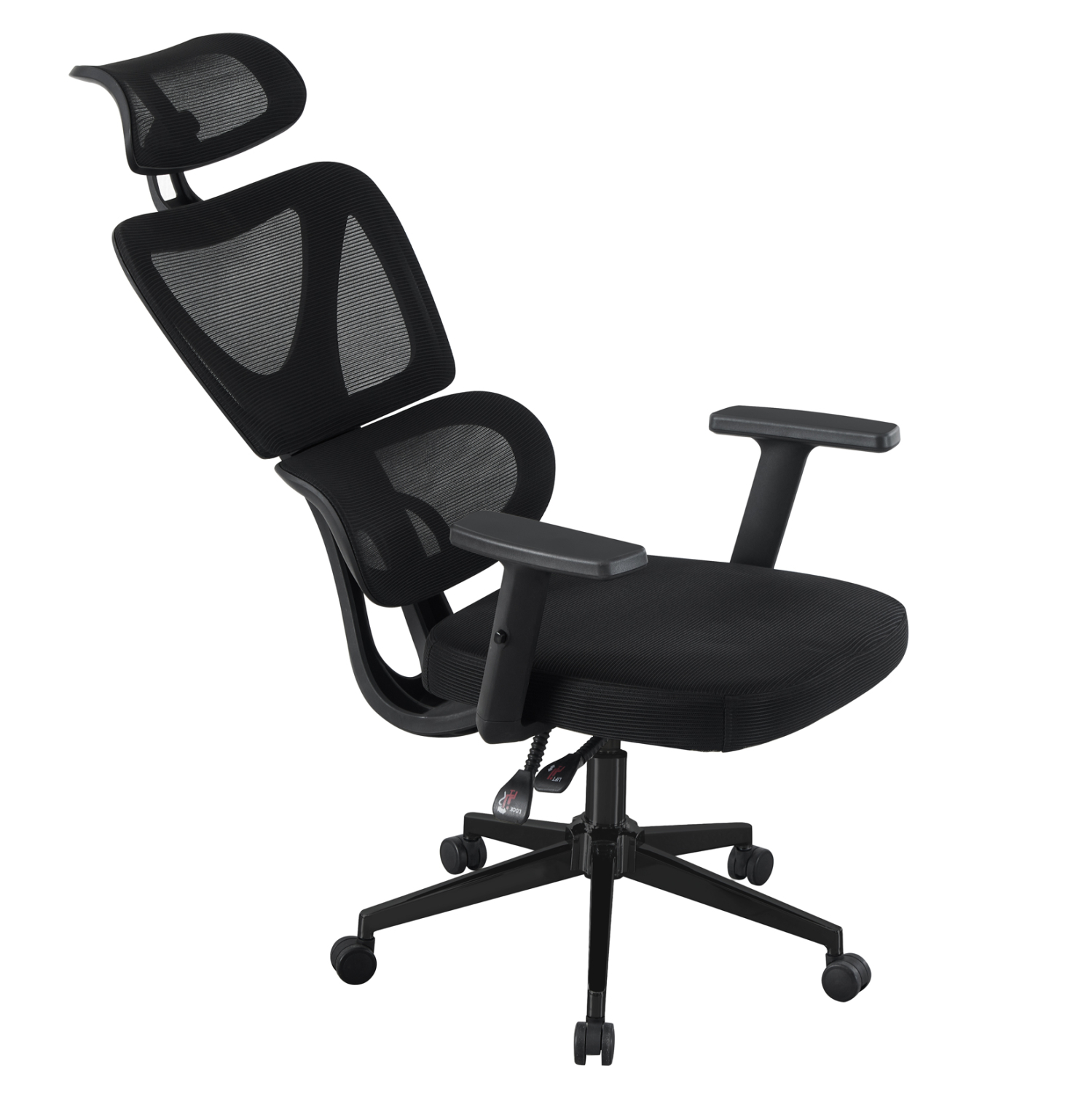ΚΑΡΕΚΛΑ ΓΡΑΦΕΙΟΥ NOVAR HM1218.01 ΜΑΥΡO MESH--ΒΑΣΗ PP 51x49x121-129Υεκ 6