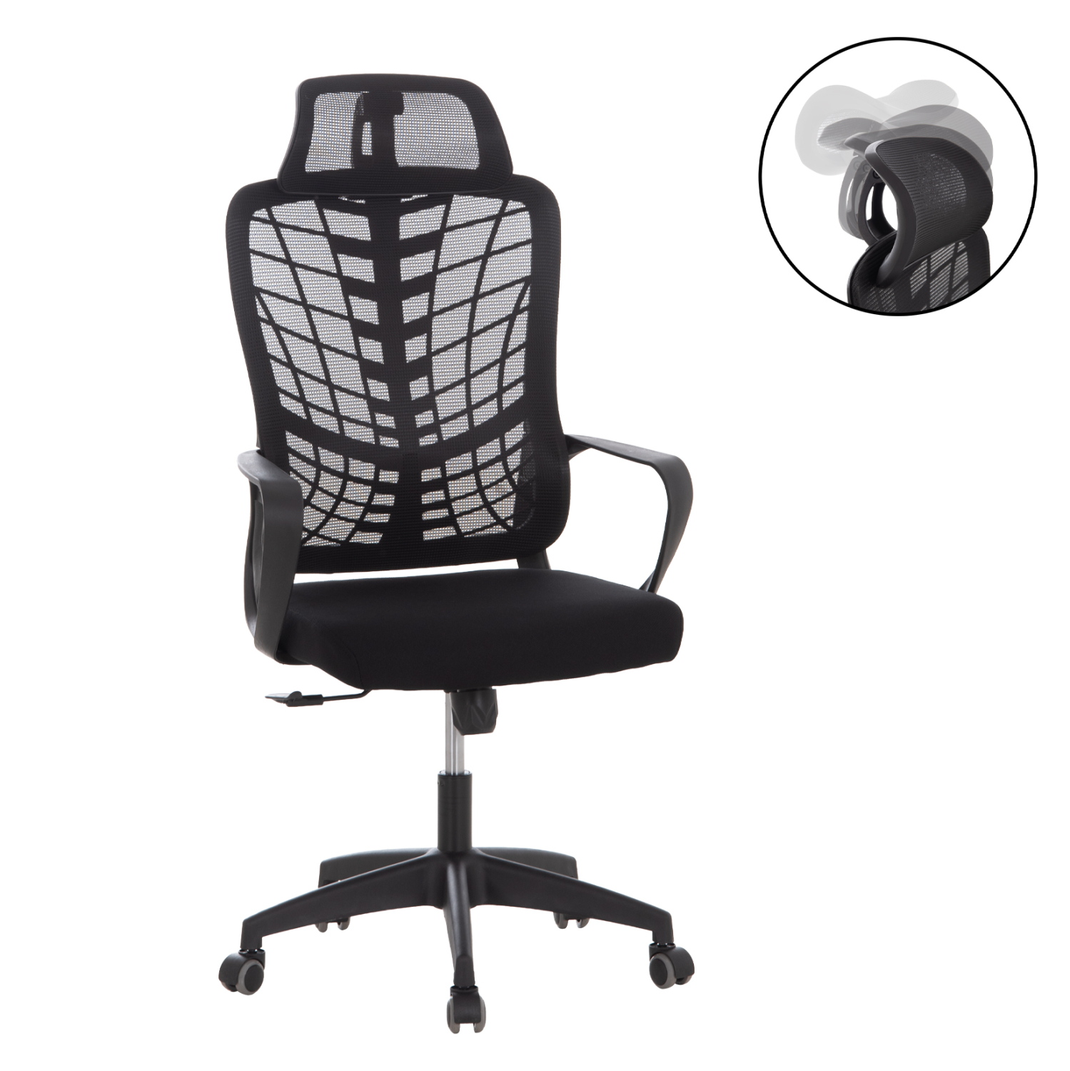 ΚΑΡΕΚΛΑ ΓΡΑΦΕΙΟΥ ELVAR HM1219.01 ΜΑΥΡO MESH--ΒΑΣΗ ΠΟΛΥΠΡΟΠΥΛΕΝΙΟΥ 63x56x125Υεκ 1