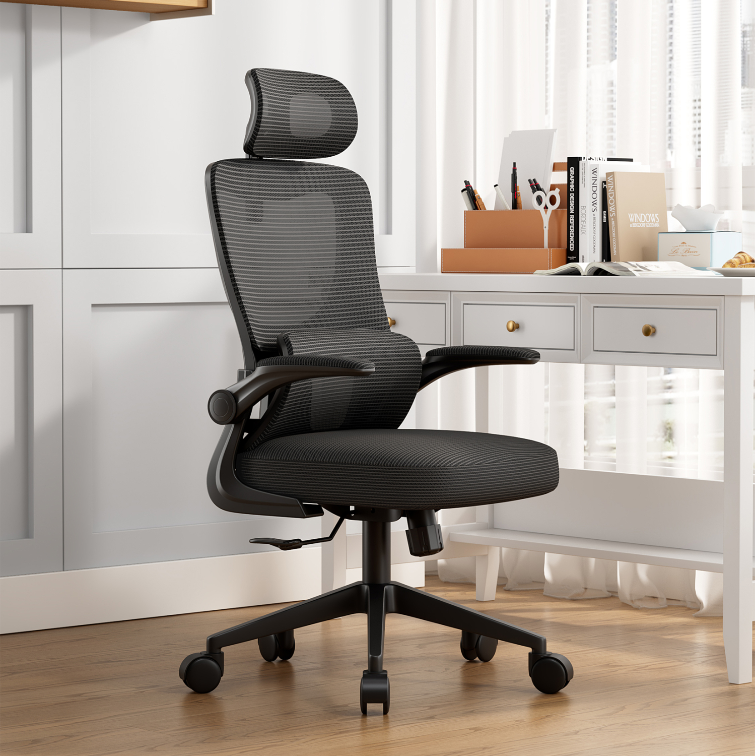 ΚΑΡΕΚΛΑ ΓΡΑΦΕΙΟΥ KESI HM1222.01 ΜΑΥΡO MESH &amp; PP 61x62x125Υεκ. 2