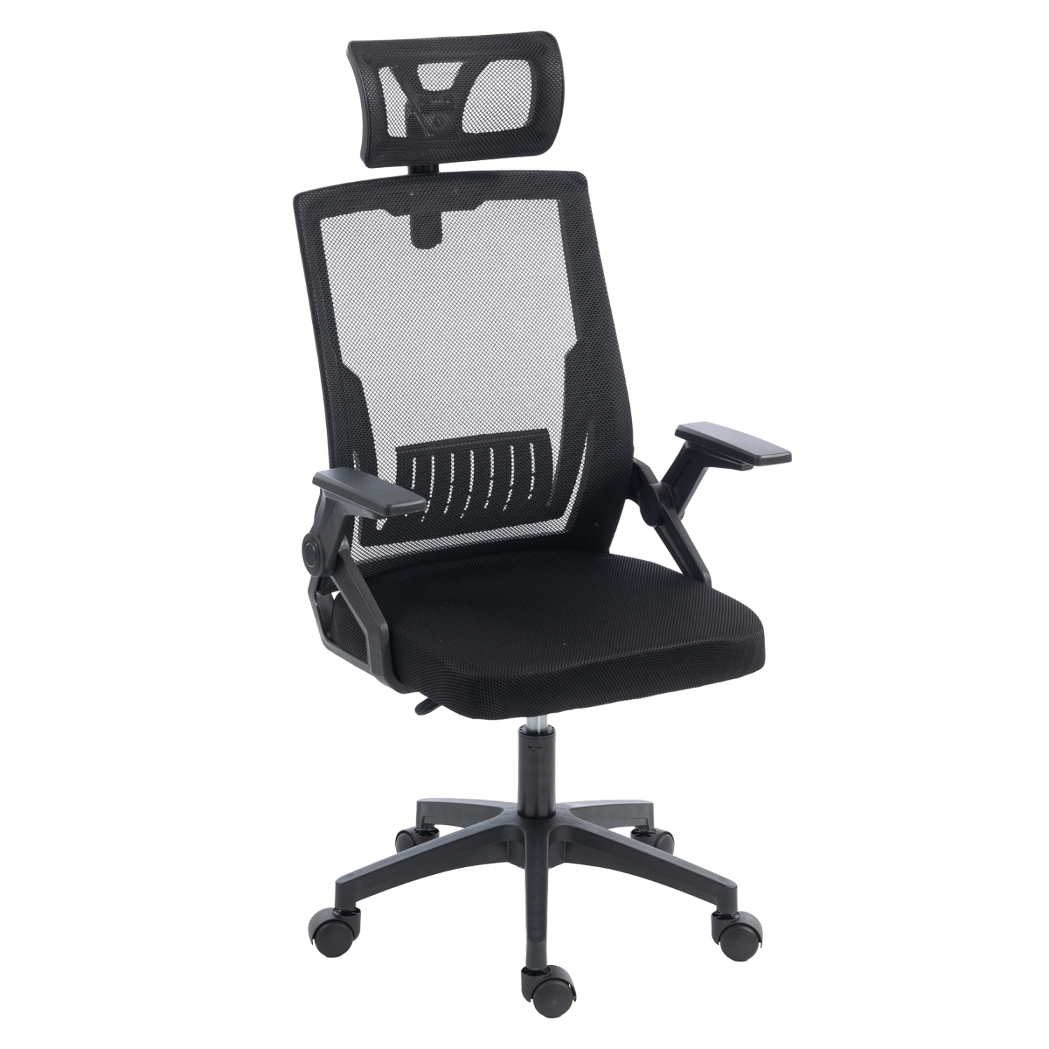 ΚΑΡΕΚΛΑ ΓΡΑΦΕΙΟΥ MATRON HM1226.01 ΜΑΥΡO PP &amp; MESH ΥΦΑΣΜΑ 47x47x128Υεκ 1