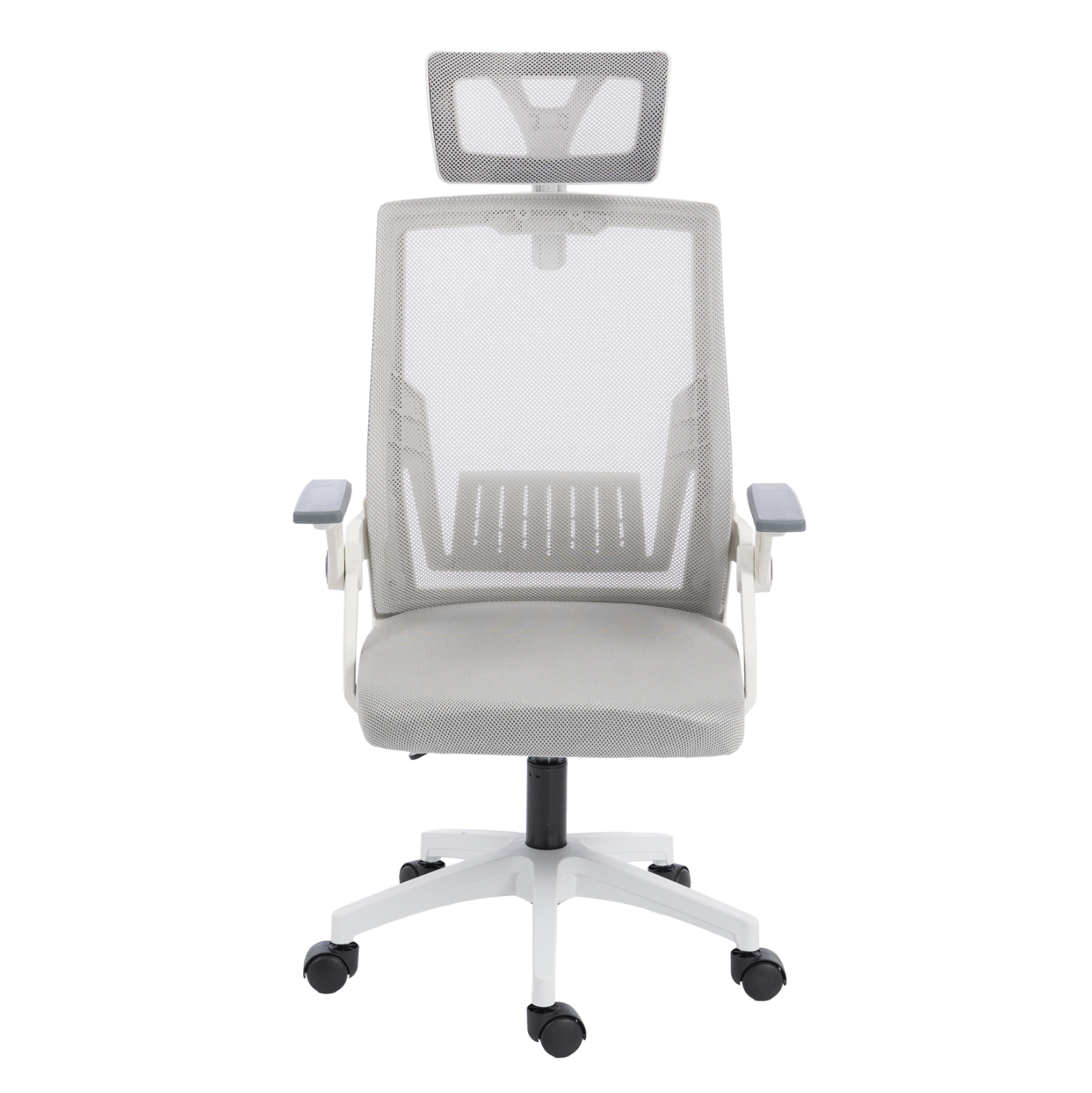 ΚΑΡΕΚΛΑ ΓΡΑΦΕΙΟΥ MATRON HM1226.02 ΛΕΥΚΟ PP--ΑΝΟΙΧΤΟ ΓΚΡΙ MESH 59x55x115Υεκ 3