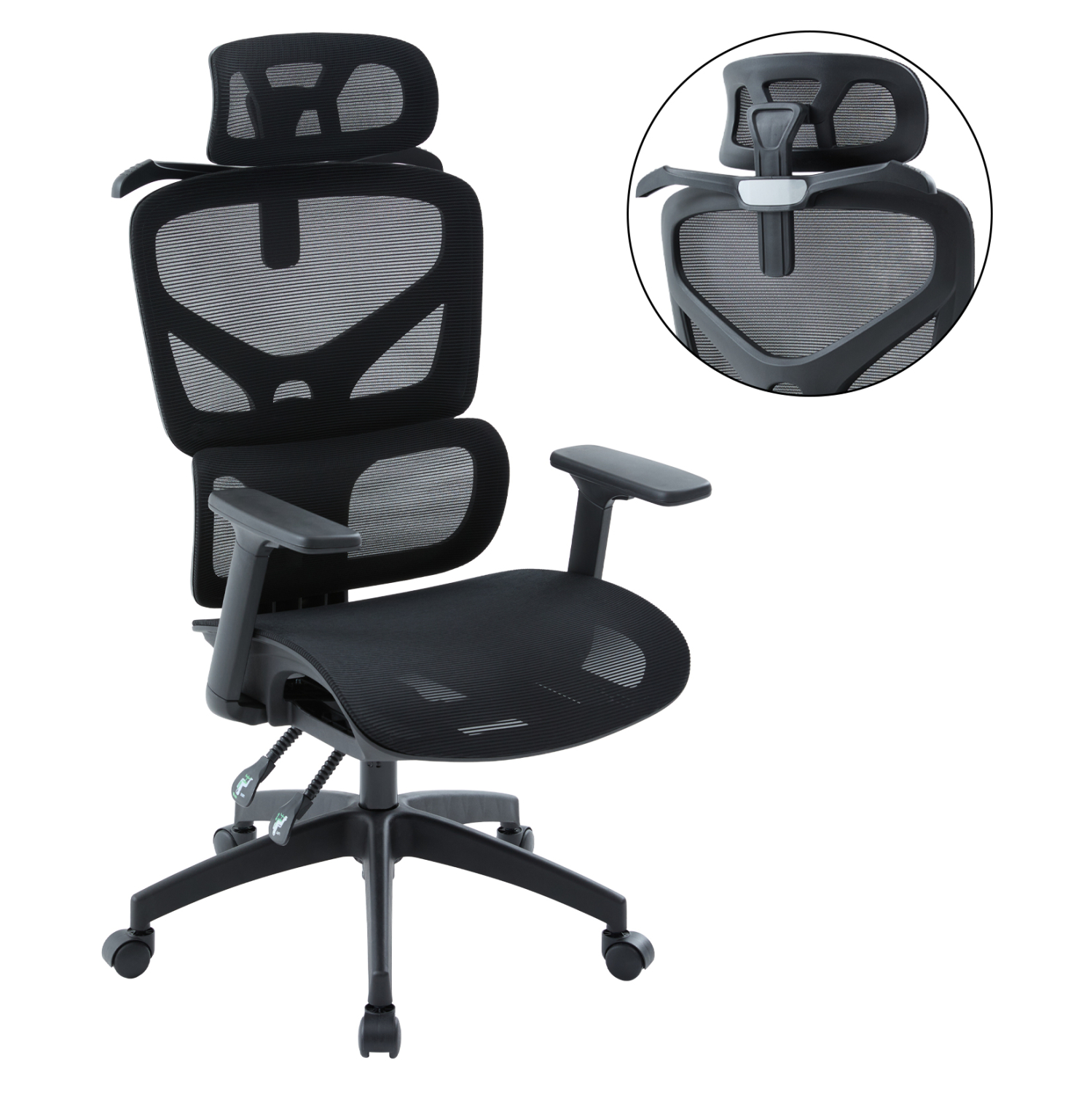 ΚΑΡΕΚΛΑ ΓΡΑΦΕΙΟΥ APEX HM1227.01 ΜΑΥΡO MESH &amp; PP 70x66x113-130Υεκ 1