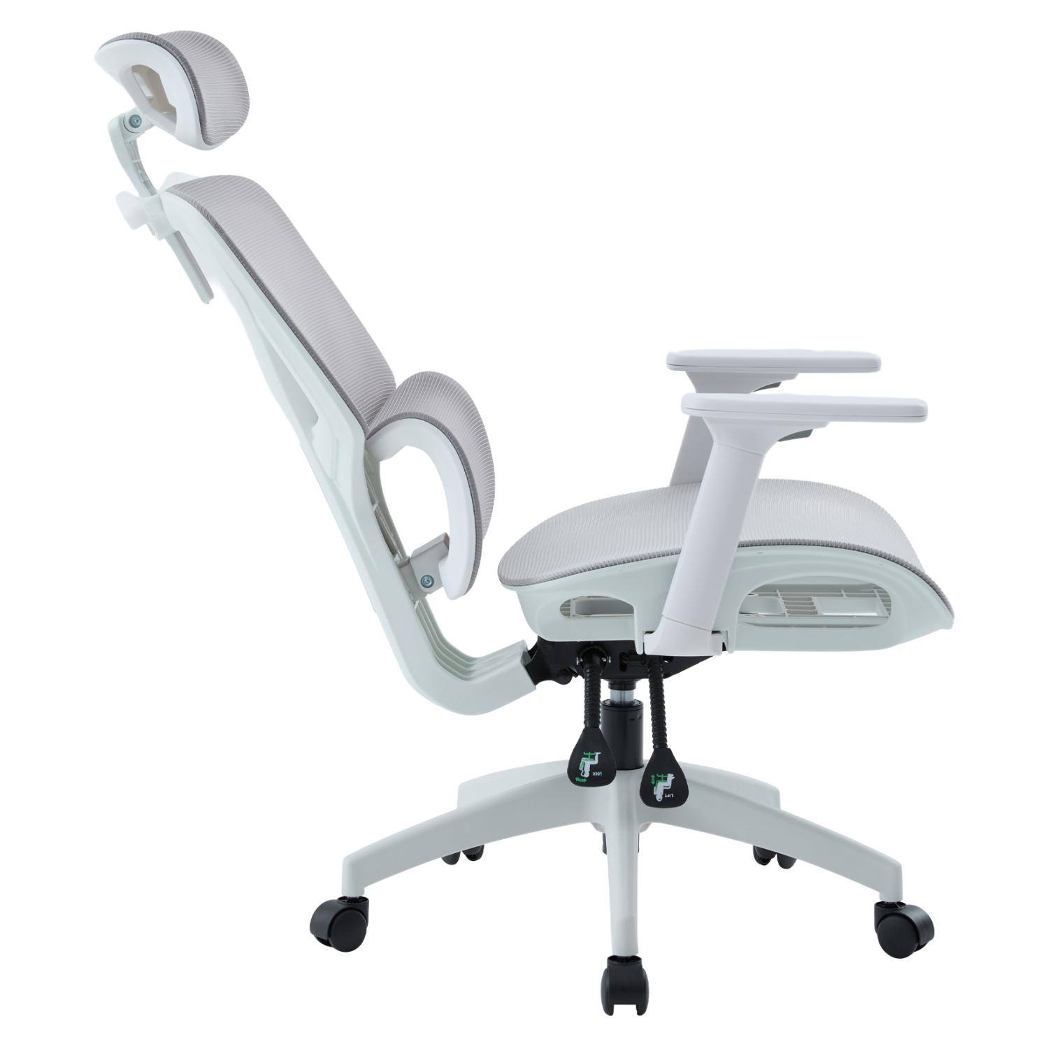 ΚΑΡΕΚΛΑ ΓΡΑΦΕΙΟΥ APEX HM1227.02 ΛΕΥΚΟ PP--ΑΝΟΙΧΤΟ ΓΚΡΙ MESH 70x66x113-130Υεκ 4