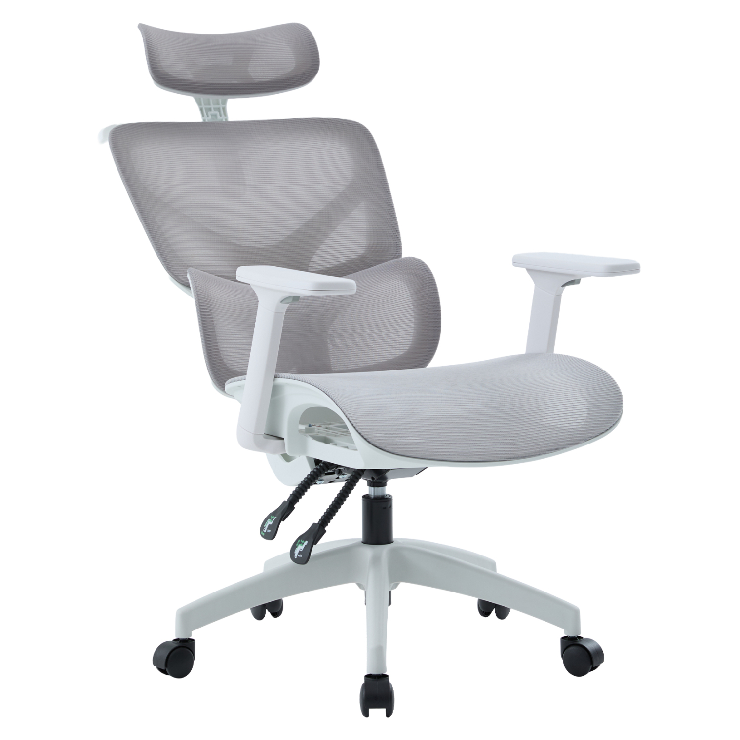 ΚΑΡΕΚΛΑ ΓΡΑΦΕΙΟΥ APEX HM1227.02 ΛΕΥΚΟ PP--ΑΝΟΙΧΤΟ ΓΚΡΙ MESH 70x66x113-130Υεκ 5