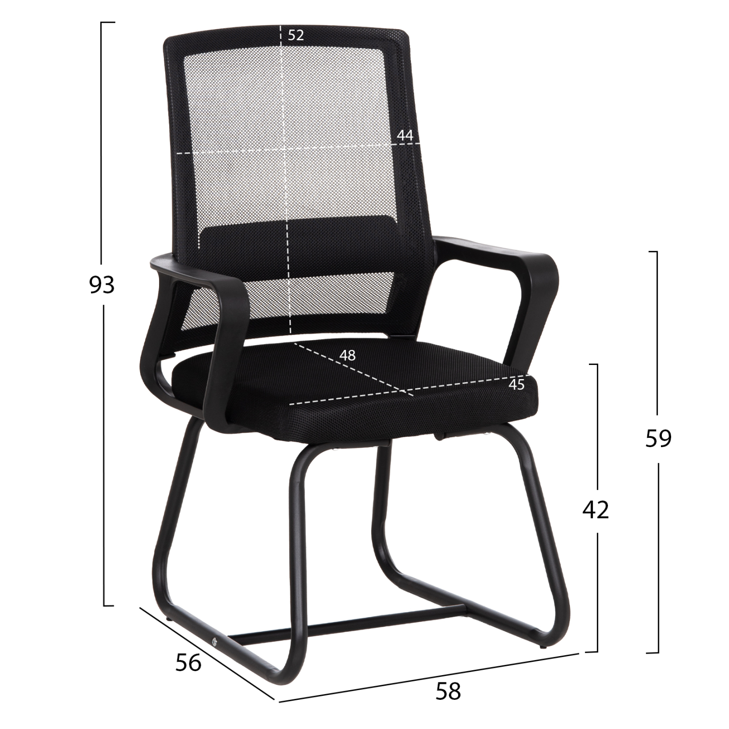 ΚΑΡΕΚΛΑ ΕΠΙΣΚΕΠΤΗ CASTER HM1228.01 PP--MESH--ΜΕΤΑΛΛΟ ΜΑΥΡΟ 46x52x94Υεκ 2