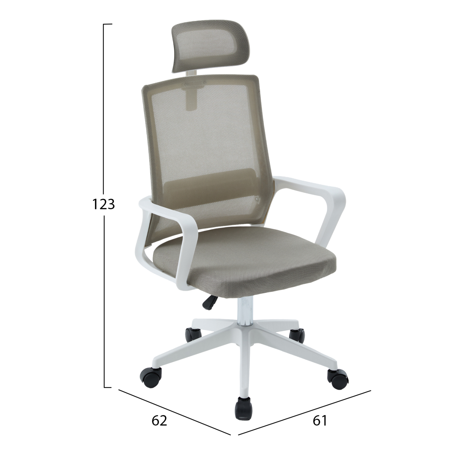 ΚΑΡΕΚΛΑ ΓΡΑΦΕΙΟΥ VELOCITY HM1229.02 ΛΕΥΚΟ PP--ΑΝΟΙΧΤΟ ΓΚΡΙ MESH 60x62x123Υεκ 2