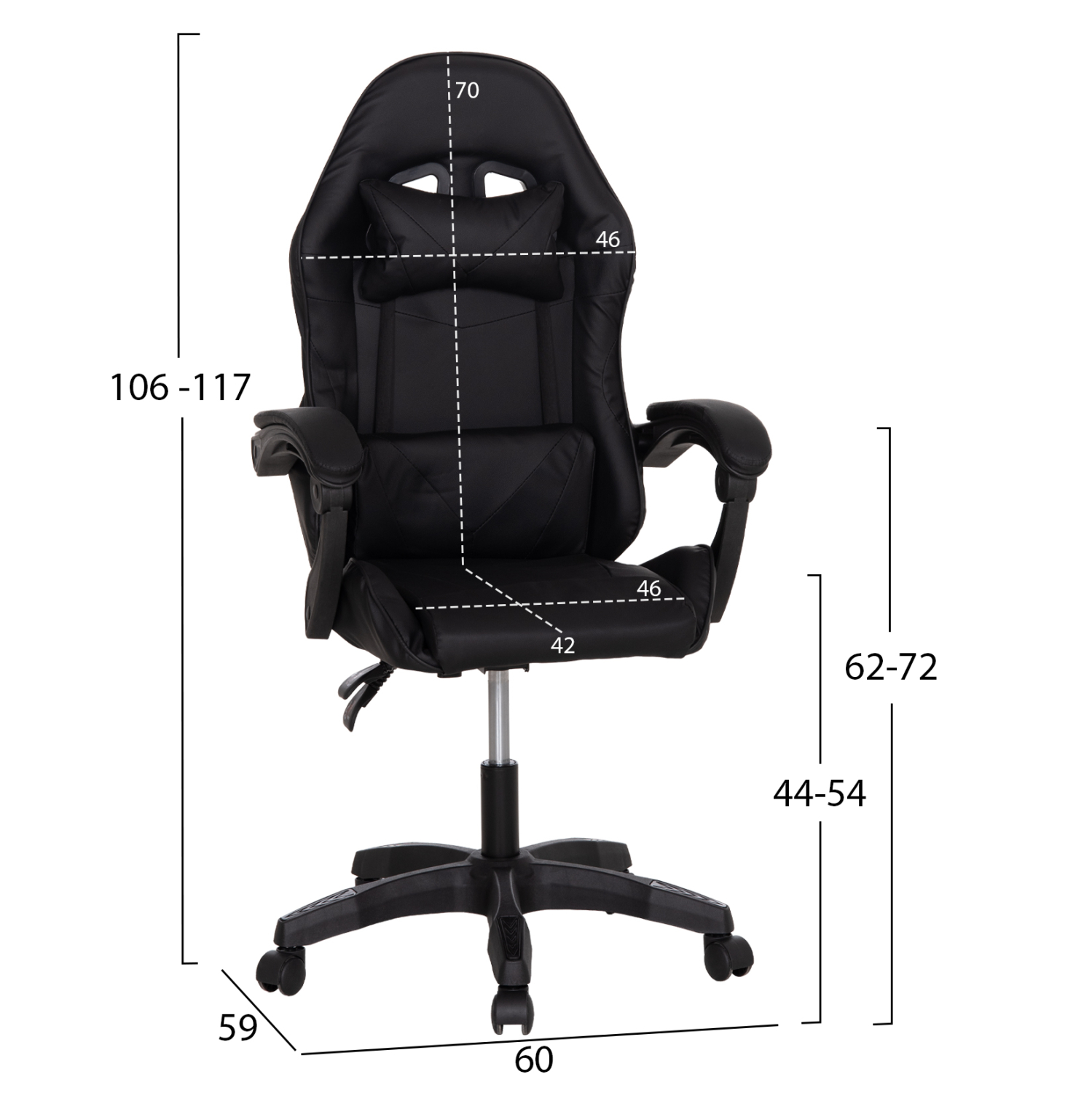 ΚΑΡΕΚΛΑ GAMING STRATUS HM1231.01 ΜΑΥΡΟ PVC--ΜΕ ΜΑΞIΛΑΡΑΚΙΑ ΜΕΣΗΣ/ΚΕΦΑΛΗΣ 60x59x117Υεκ 2