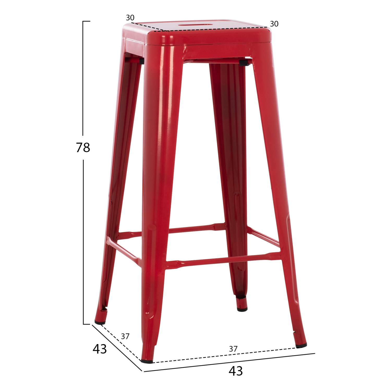 ΣΚΑΜΠΟ BAR ΜΕΤΑΛΛΙΚΟ MELITA ΣΕ ΚΟΚΚΙΝΟ HM8642.04 43x43x78Y εκ. 2
