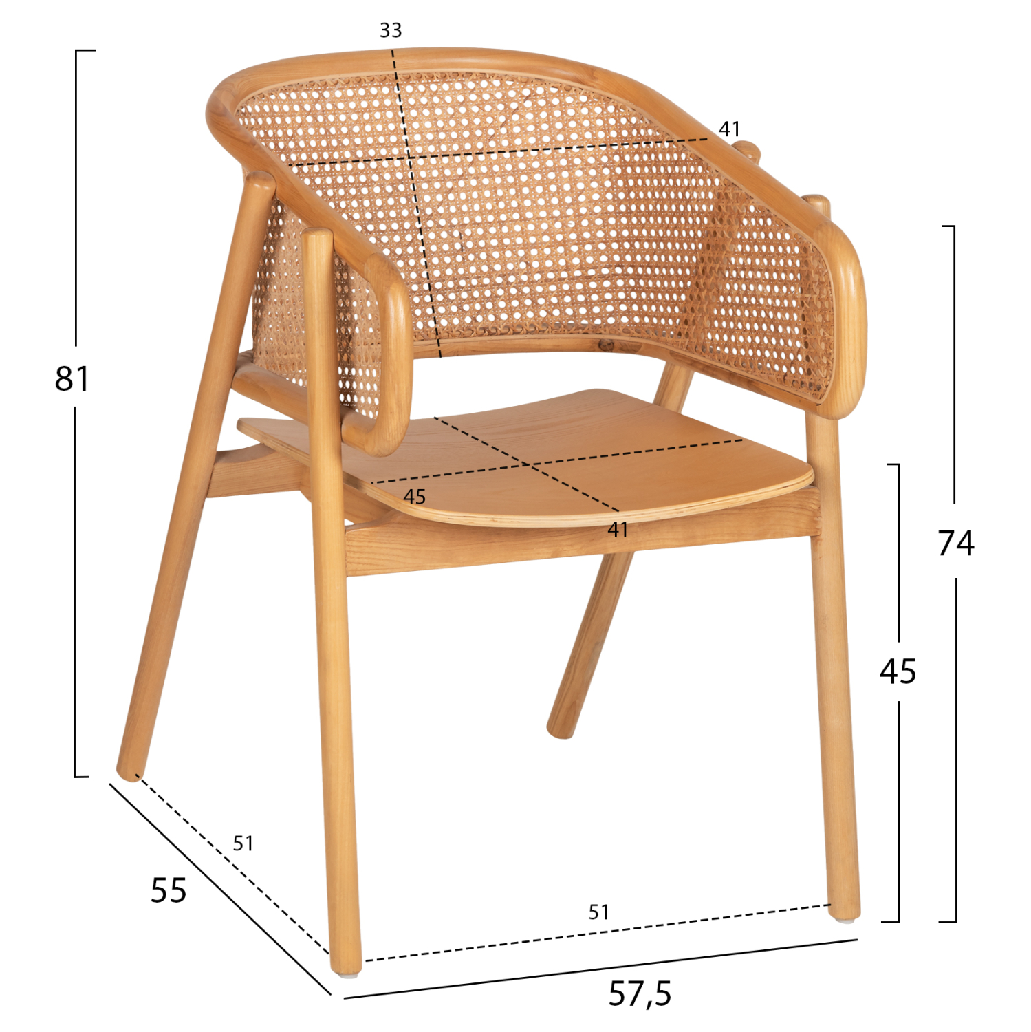 ΠΟΛΥΘΡΟΝΑ KENLEE HM9872 ΦΡΑΞΙΝΟΣ ΚΑΙ ΦΥΣΙΚΟ RATTAN RATTAN ΣΕ ΦΥΣΙΚΟ 57,5x55x81Yεκ. 2