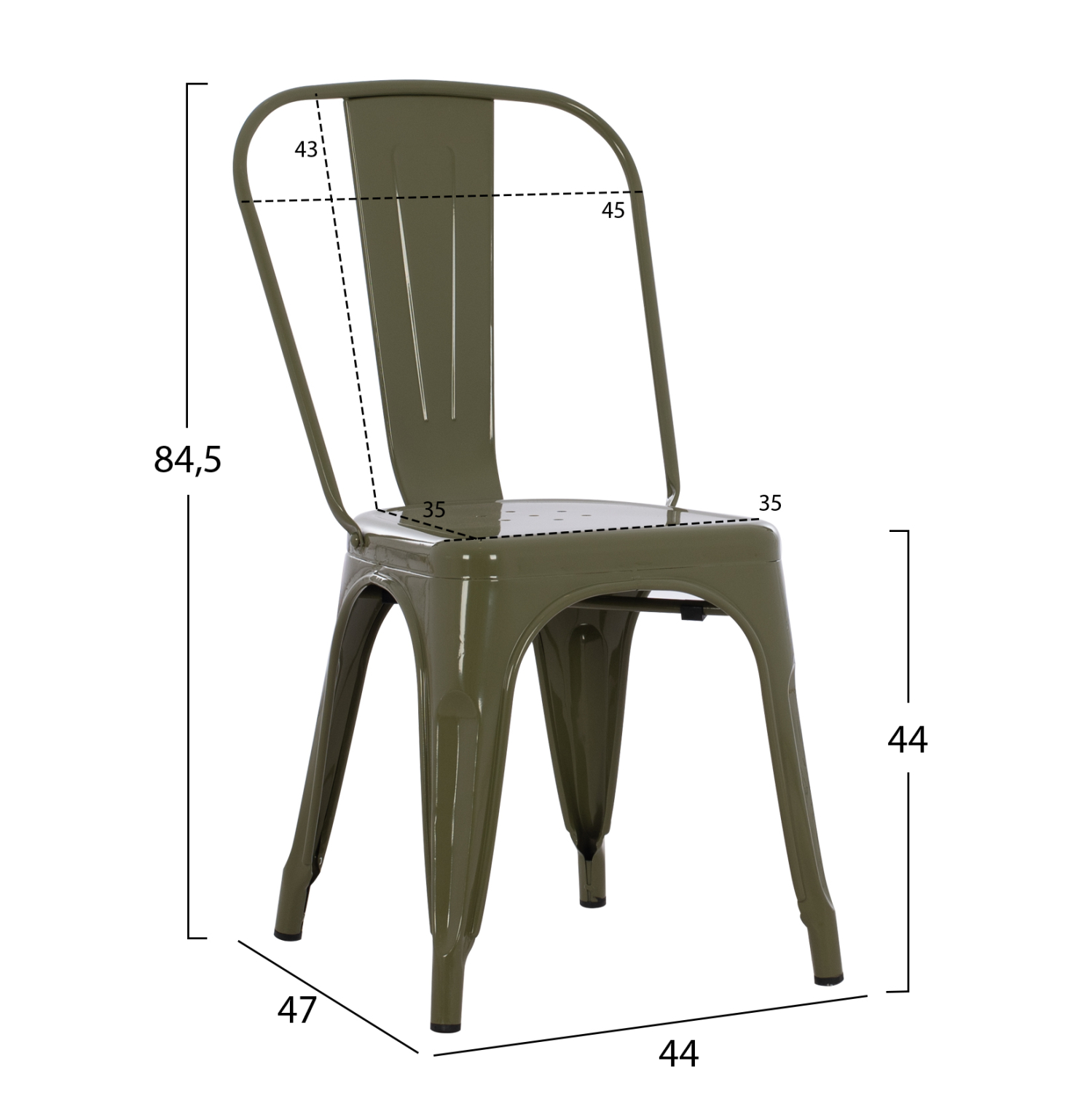 ΚΑΡΕΚΛΑ ΜΕΤΑΛΛΙΚΗ MELITA-PRO HM8641.43 ΣΕ DARK OLIVE GREEN 44x47x84.5Υεκ. 2