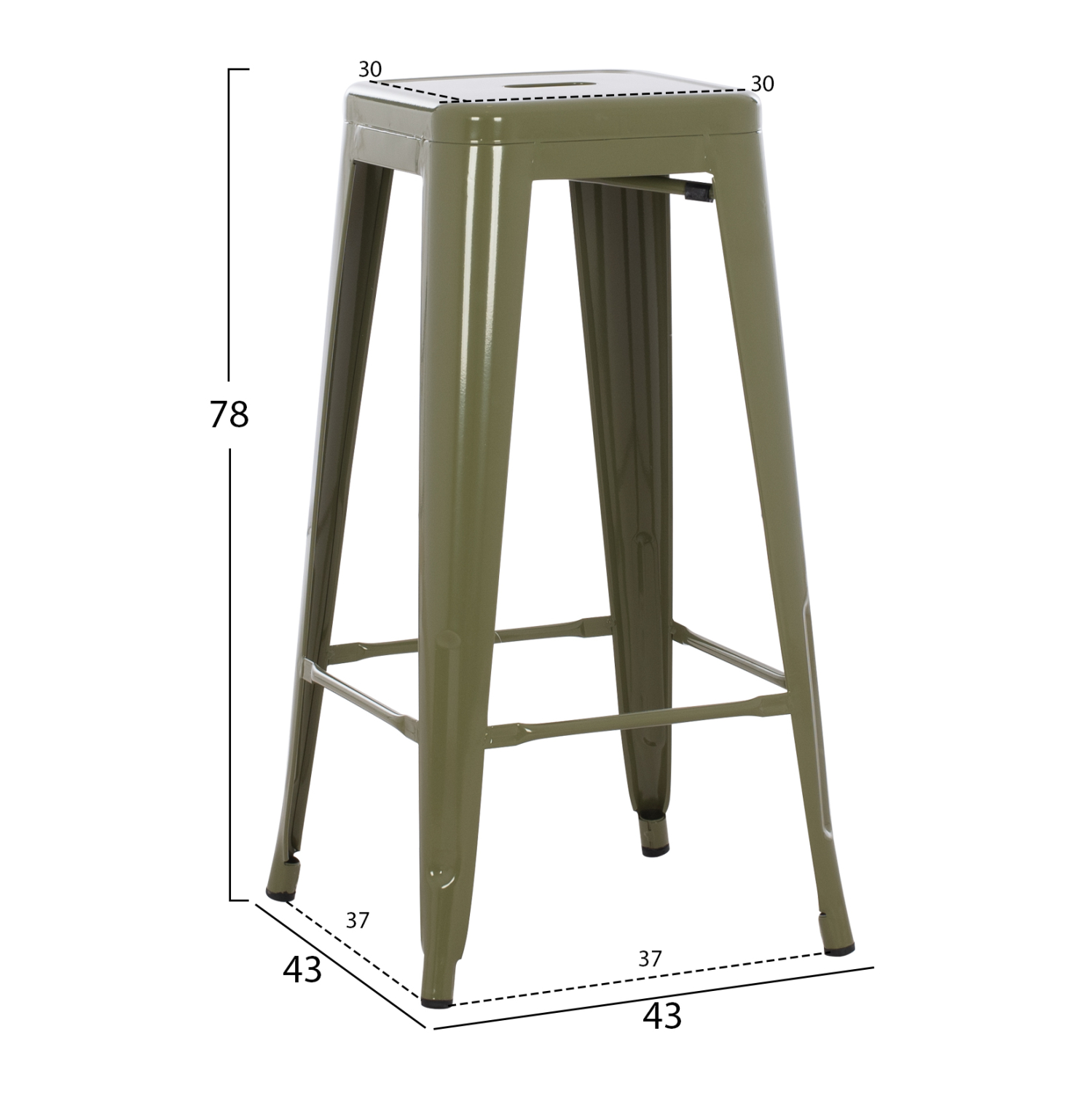 ΣΚΑΜΠΟ ΜΠΑΡ ΜΕΤΑΛΛΙΚΟ MELITA-PRO HM8642.43 ΣΕ DARK OLIVE 43x43x78Υεκ. 2