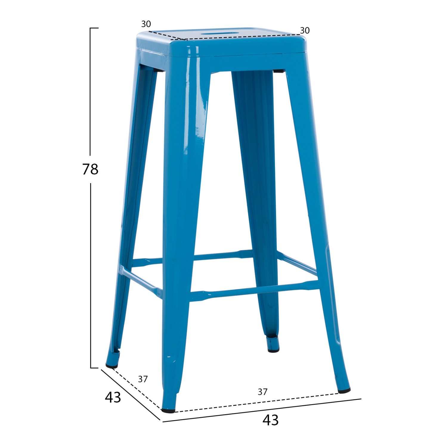 ΣΚΑΜΠΟ ΜΠΑΡ ΜΕΤΑΛΛΙΚΟ MELITA-PRO HM8642.48 ΣΕ ΜΠΛΕ 43x43x78Υεκ. 2