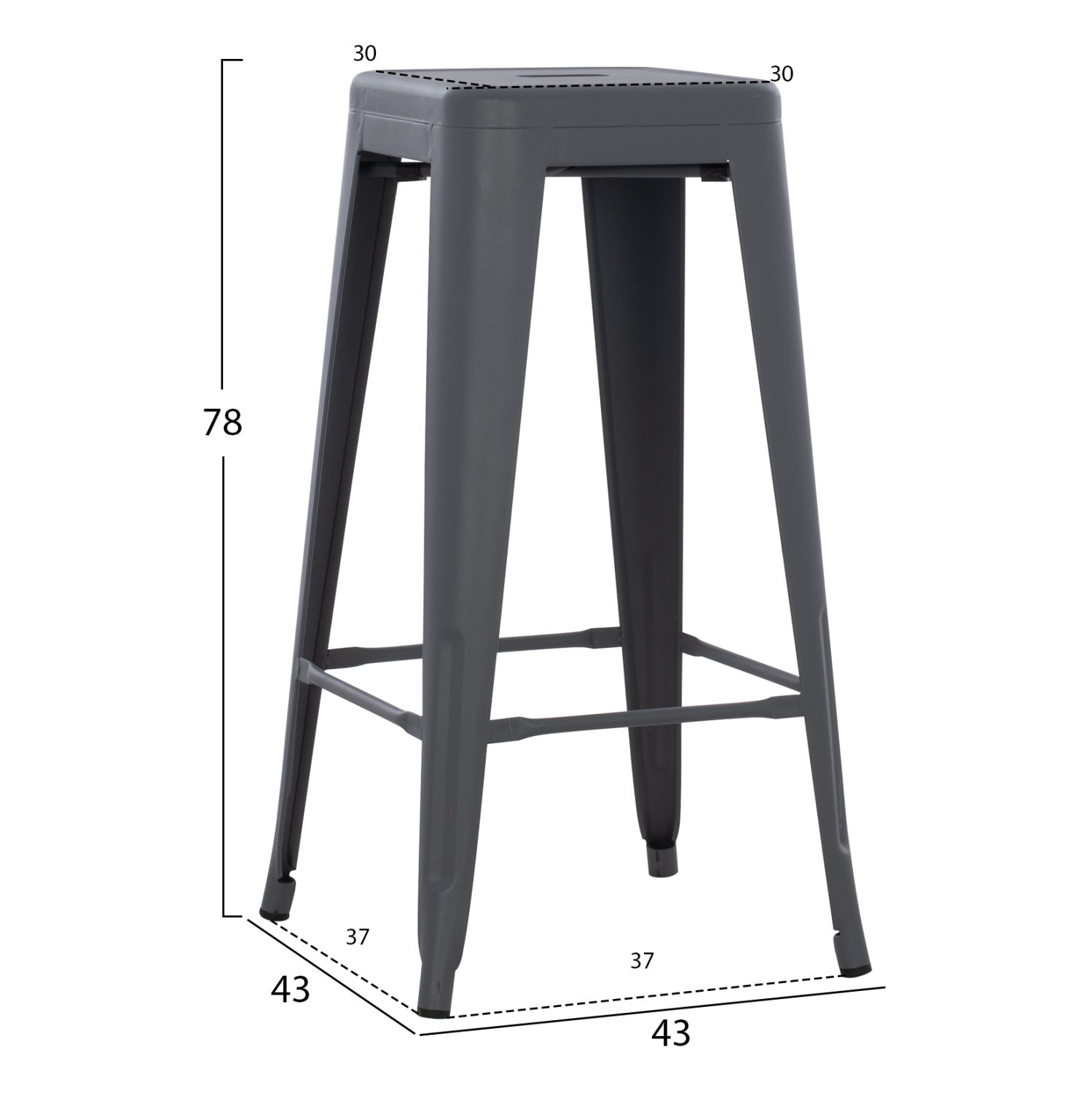 ΣΚΑΜΠΟ ΜΠΑΡ ΜΕΤΑΛΛΙΚΟ MELITA-PRO HM8642.50 ΣΕ ΓΚΡΙ 43x43x78Υεκ. 2