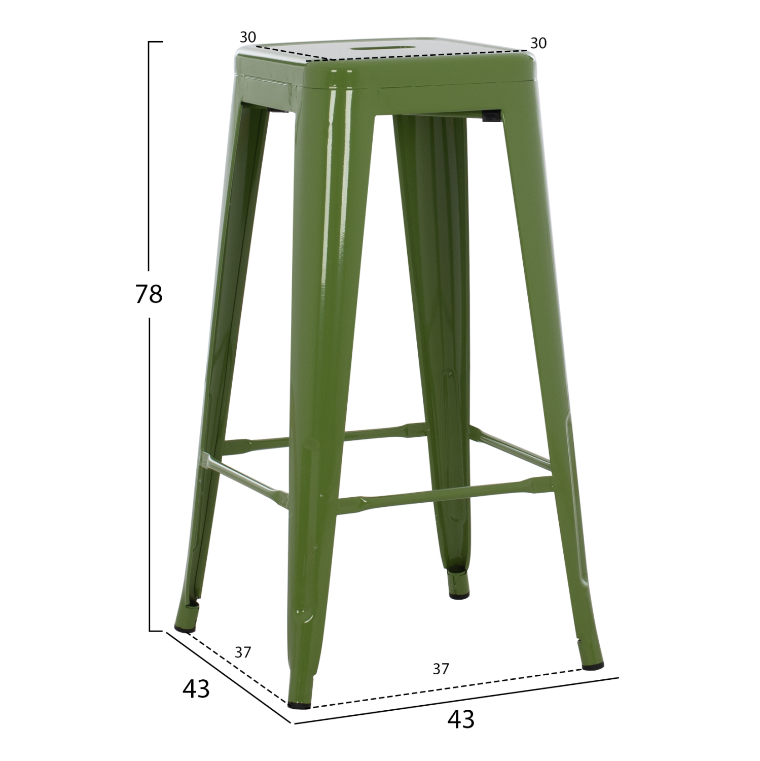 ΣΚΑΜΠΟ ΜΠΑΡ ΜΕΤΑΛΛΙΚΟ MELITA-PRO HM8642.53 ΣΕ LIGHT OLIVE GREEN 43x43x78Υεκ. 2
