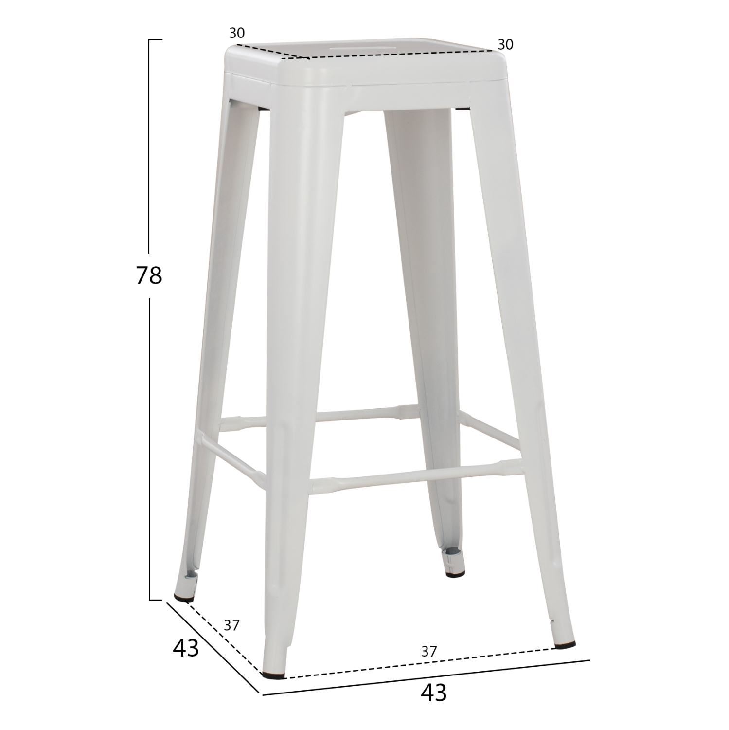ΣΚΑΜΠΟ ΜΠΑΡ ΜΕΤΑΛΛΙΚΟ MELITA-PRO HM8642.41 ΣΕ ΛΕΥΚΟ ΜΑΤ 43x43x78Υεκ. 2