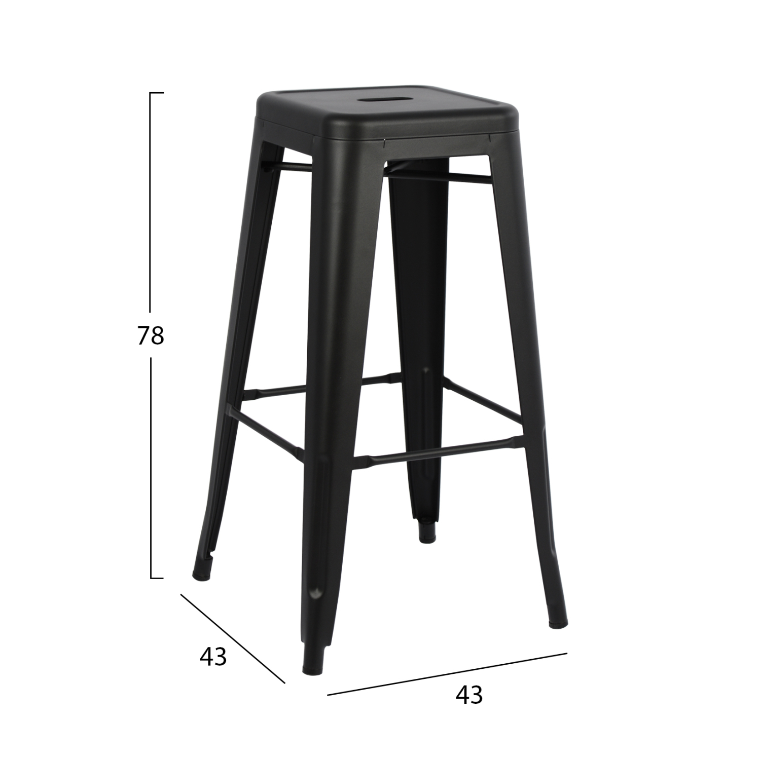 ΣΚΑΜΠΟ ΜΠΑΡ ΜΕΤΑΛΛΙΚΟ MELITA-PRO HM8642.42 ΣΕ ΜΑΥΡΟ ΜΑΤ 43x43x78Υεκ. 2
