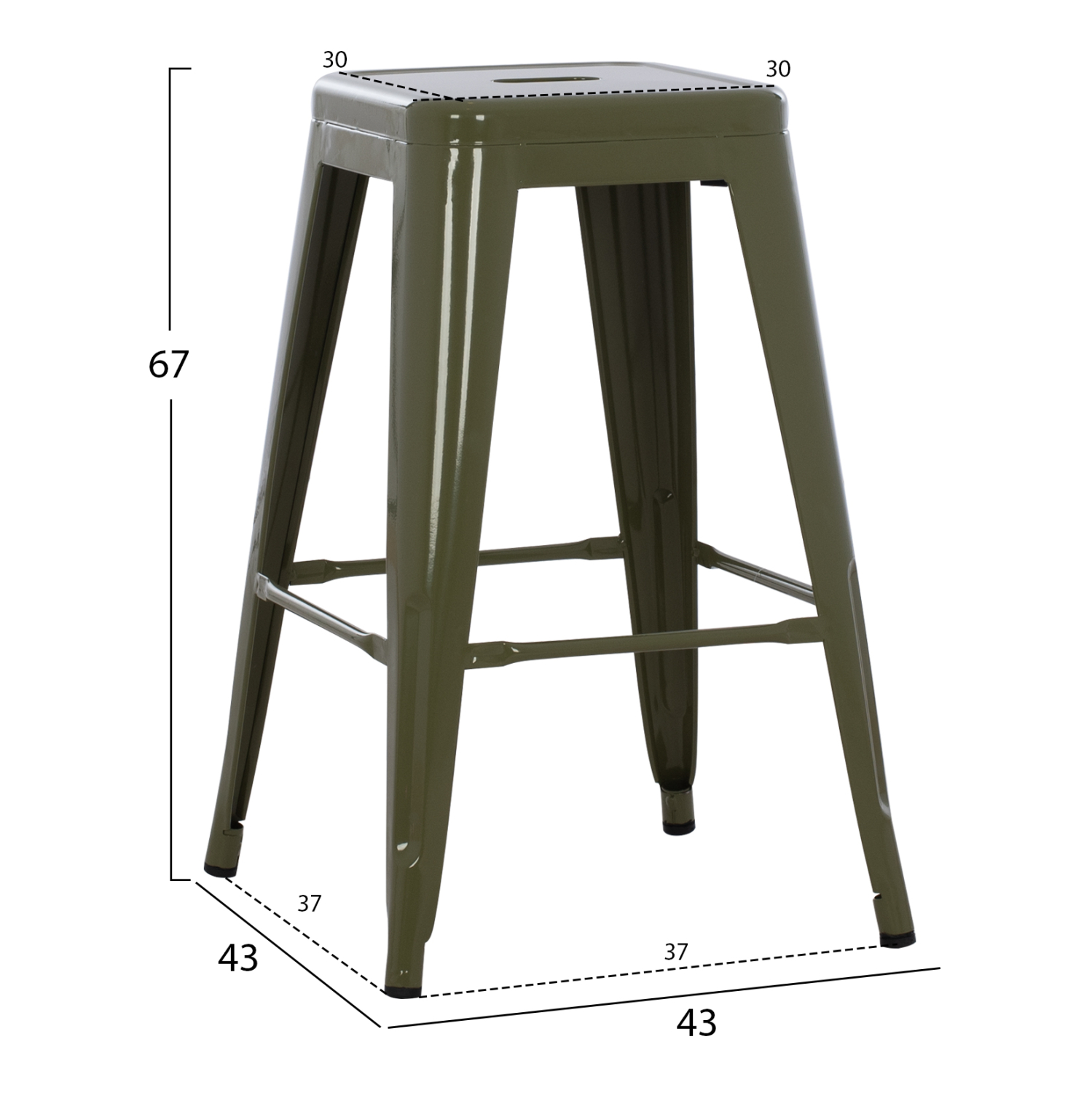 ΣΚΑΜΠΟ ΜΕΣΑΙΟΥ ΥΨΟΥΣ ΜΕΤΑΛΛΙΚΟ MELITA-PRO HM8573.43 DARK OLIVE GREEN 43x43x67Υεκ. 2