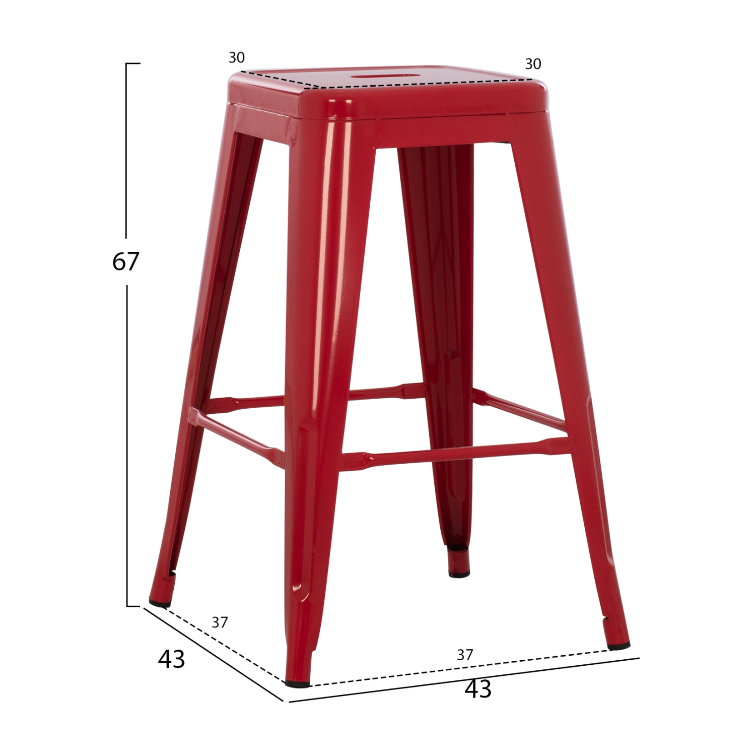 ΣΚΑΜΠΟ ΜΕΣΑΙΟΥ ΥΨΟΥΣ ΜΕΤΑΛΛΙΚΟ MELITA-PRO HM8573.44 ΚΟΚΚΙΝΟ 43x43x67Υεκ. 2