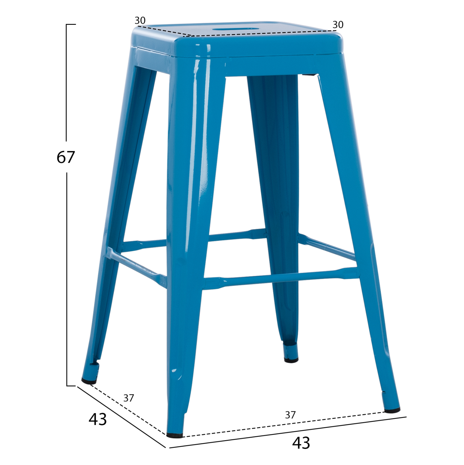 ΣΚΑΜΠΟ ΜΕΣΑΙΟΥ ΥΨΟΥΣ ΜΕΤΑΛΛΙΚΟ MELITA-PRO HM8573.48 ΜΠΛΕ 43x43x67Υεκ. 2