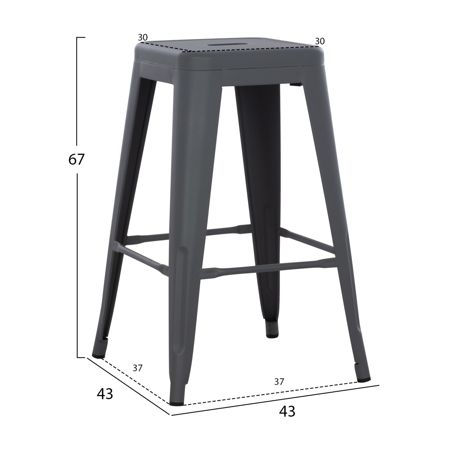 ΣΚΑΜΠΟ ΜΕΣΑΙΟΥ ΥΨΟΥΣ ΜΕΤΑΛΛΙΚΟ MELITA-PRO HM8573.50 ΓΚΡΙ 43x43x67Υεκ. 2