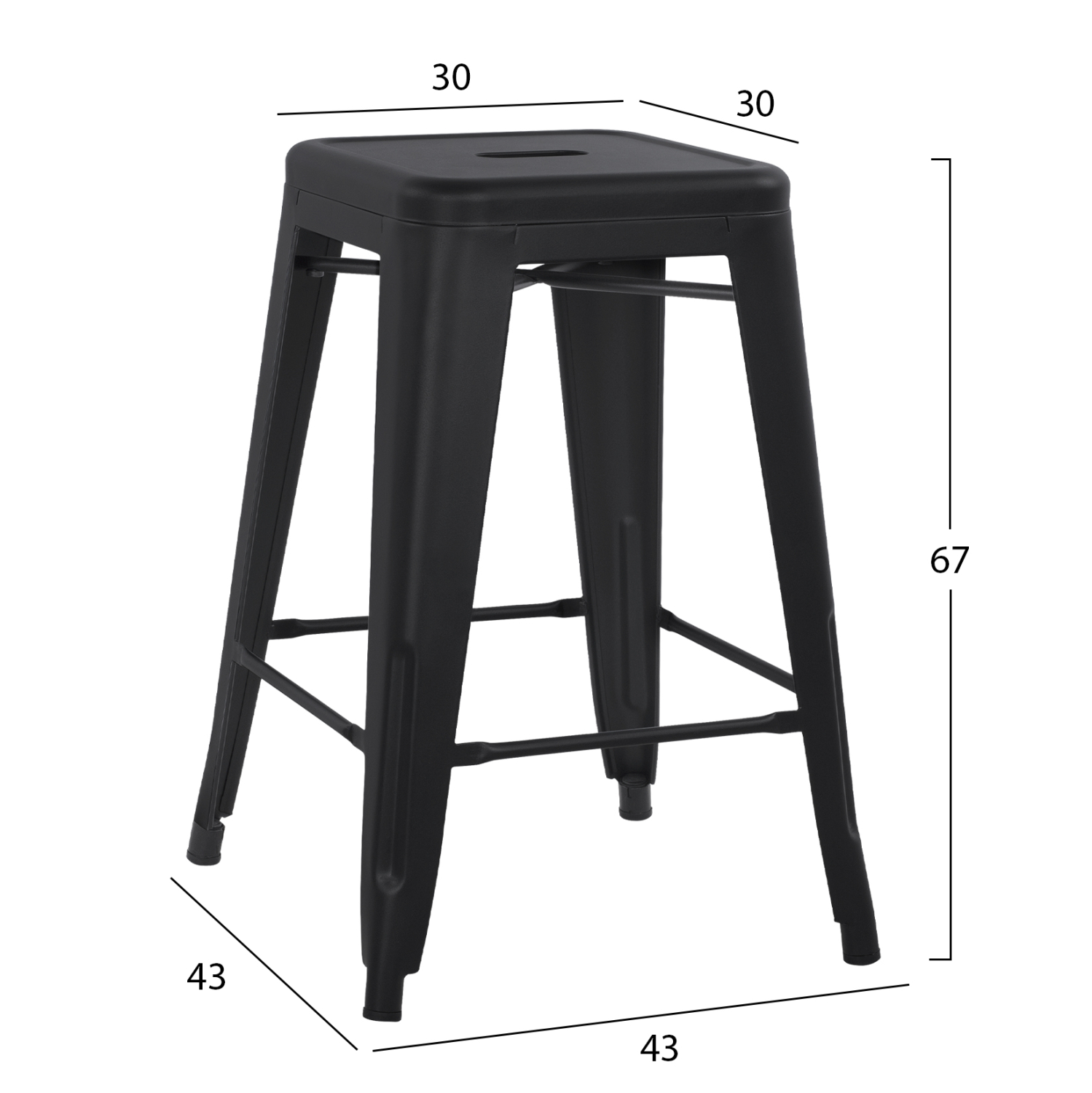 ΣΚΑΜΠΟ ΜΕΣΑΙΟΥ ΥΨΟΥΣ ΜΕΤΑΛΛΙΚΟ MELITA-PRO HM8573.42 ΜΑΥΡΟ ΜΑΤ 43x43x67Υεκ. 2