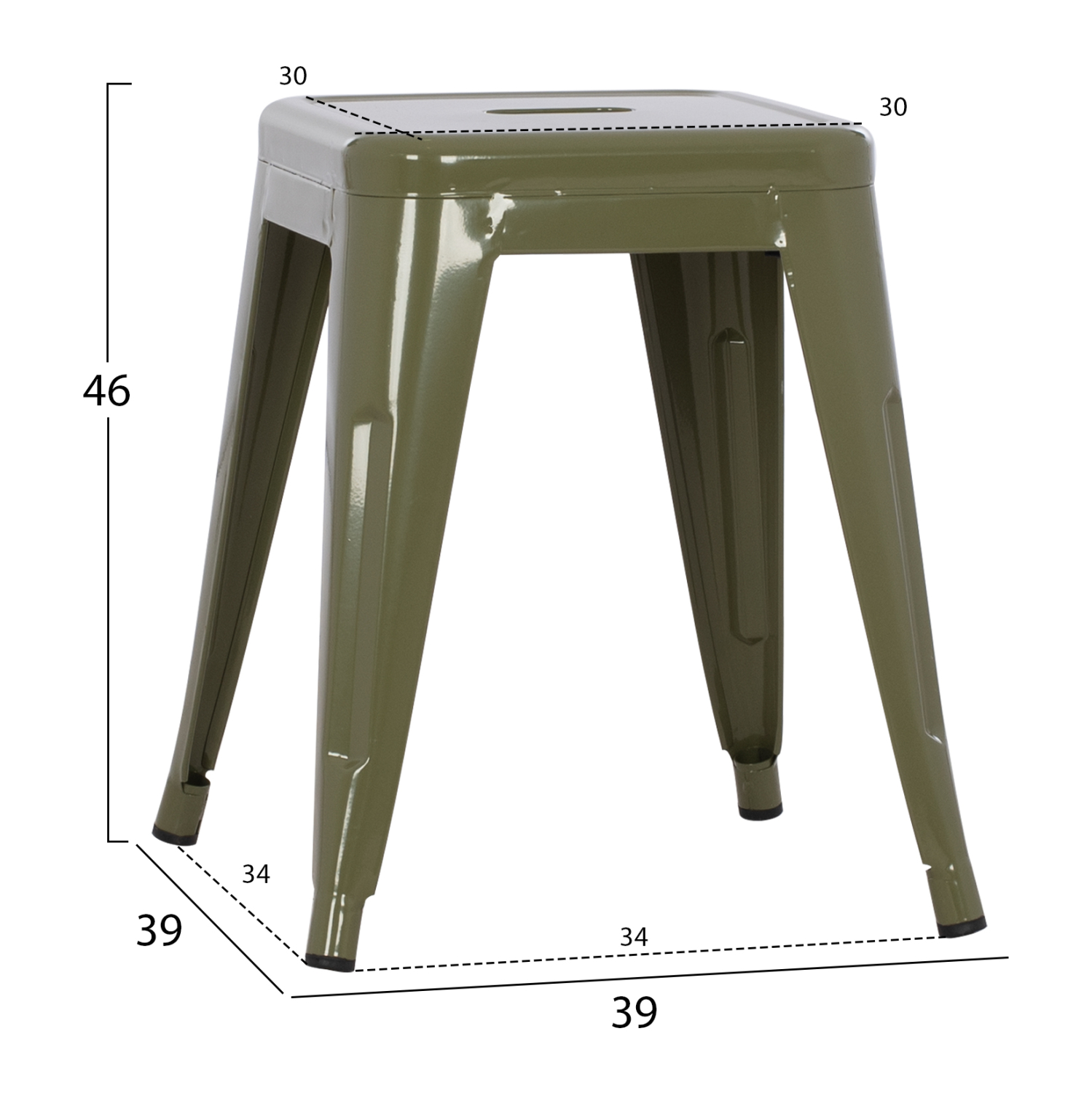 ΣΚΑΜΠΟ ΜΕΤΑΛΛΙΚΟ MELITA HM0096.43 ΣΕ DARK OLIVE ΧΡΩΜΑ 37x37x45Υεκ. 2