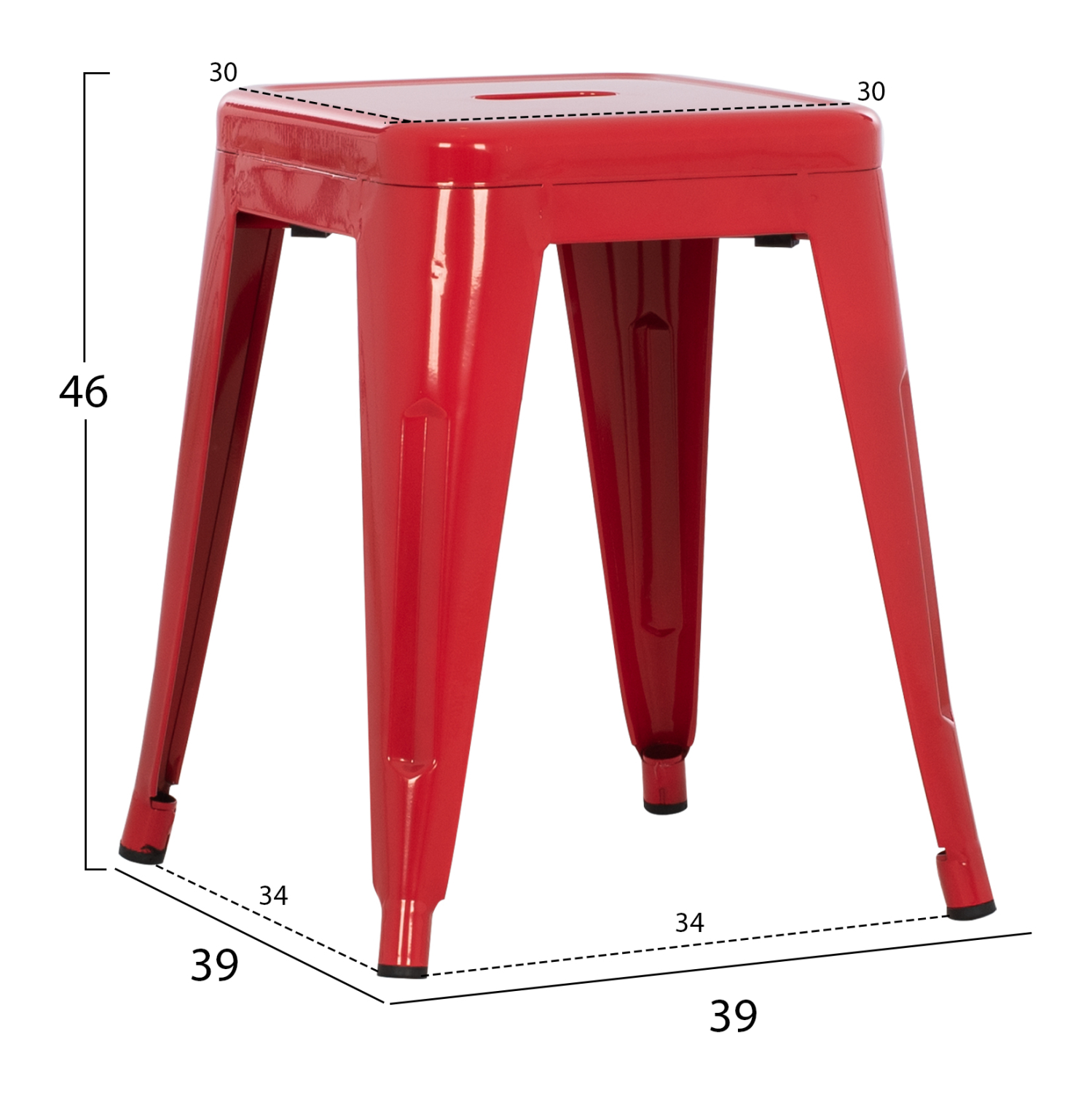 ΣΚΑΜΠΟ ΜΕΤΑΛΛΙΚΟ MELITA HM0096.44 ΣΕ ΚΟΚΚΙΝΟ ΧΡΩΜΑ 37x37x45Υεκ. 2