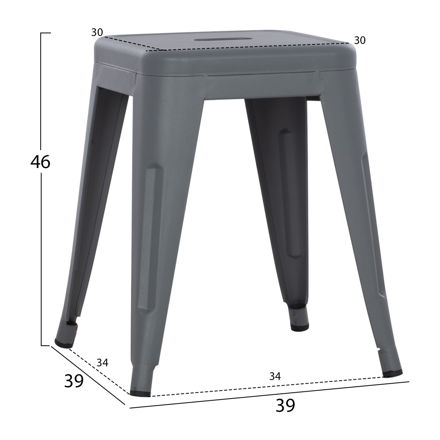 ΣΚΑΜΠΟ ΜΕΤΑΛΛΙΚΟ MELITA HM0096.50 ΣΕ ΓΚΡΙ ΜΑΤ ΧΡΩΜΑ 37x37x45Υεκ. 2