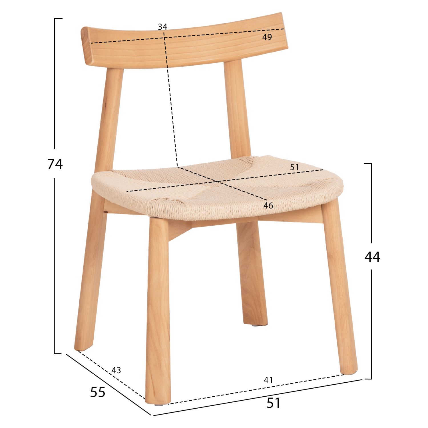 KΑΡΕΚΛΑ ΤΡΑΠΕΖΑΡΙΑΣ OSORIO HM18335.01 RUBBERWOOD &amp; ΣΧΟΙΝΙ ΣΕ ΦΥΣΙΚΟ 51x55x74Υεκ 2