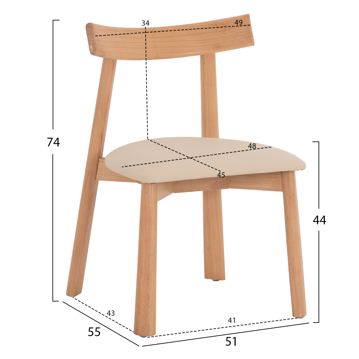 KΑΡΕΚΛΑ ΤΡΑΠΕΖΑΡΙΑΣ OSORIO HM18335.11 RUBBERWOOD ΦΥΣΙΚΟ-ΕΚΡΟΥ PU 51x55x74Υεκ 2