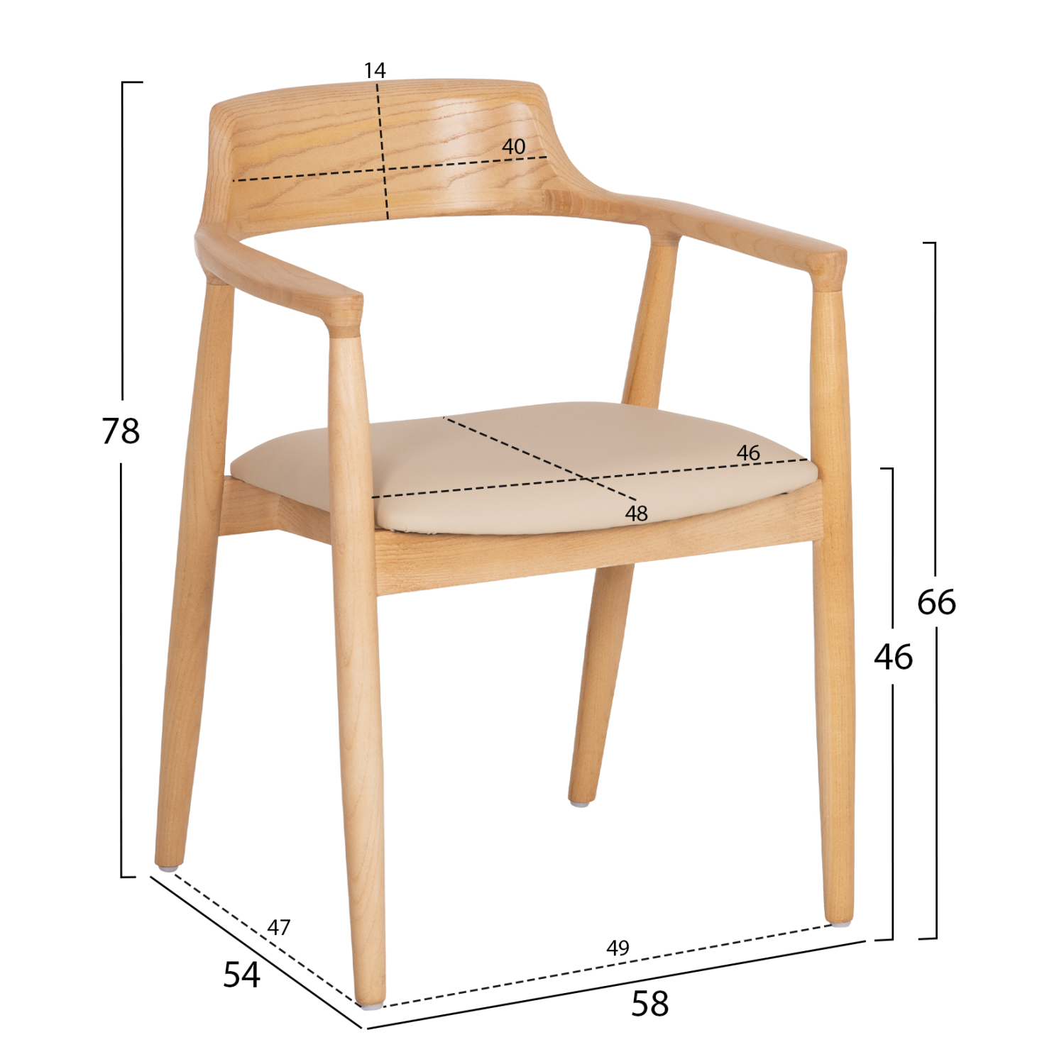ΠΟΛΥΘΡΟΝΑ ΤΡΑΠΕΖΑΡΙΑΣ TARGA HM18336.11 RUBBERWOOD ΦΥΣΙΚΟ &amp; PU ΕΚΡΟΥ 58x54x78Yεκ 2