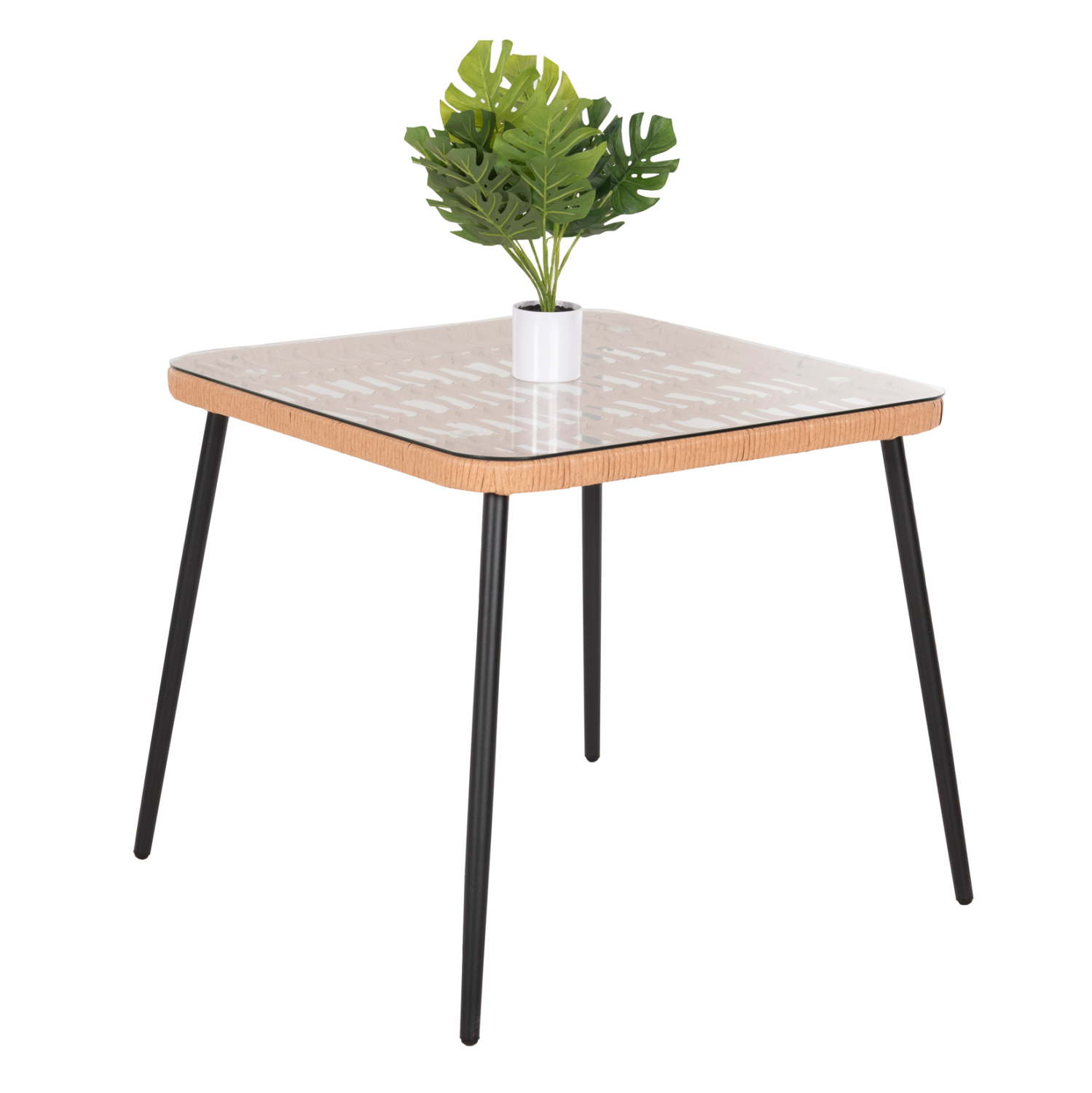 ΤΡΑΠΕΖΙ ΤΕΤΡΑΓΩΝΟ ALLEGRA HM5536.11 ΜΕΤΑΛ.ΜΑΥΡΟ-P.E. RATTAN ΦΥΣΙΚΟ 79,5x79,5x72,5Υεκ 1