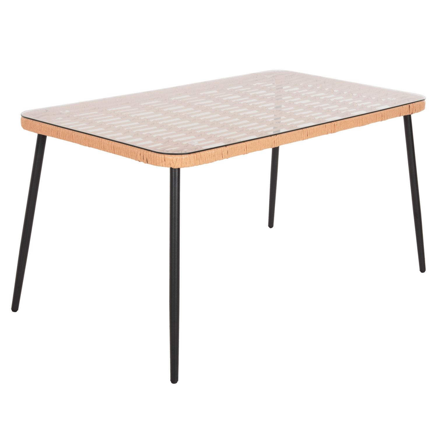 ΤΡΑΠΕΖΙ ΟΡΘΟΓΩΝΙΟ ALLEGRA HM5537.11 ΜΕΤΑΛ.ΜΑΥΡΟ-P.E. RATTAN ΦΥΣΙΚΟ 139,5x79,5x73Υεκ. 1