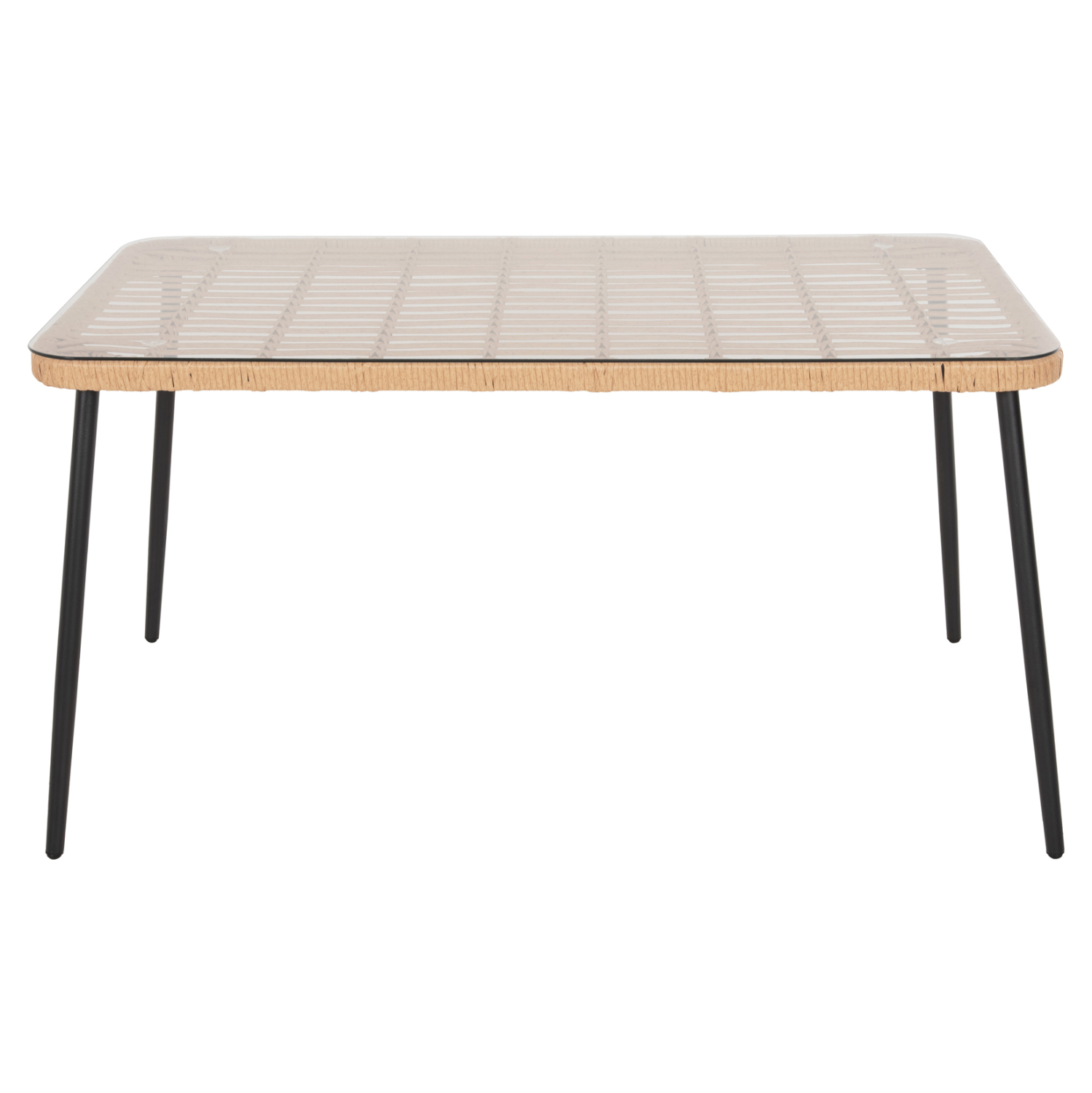 ΤΡΑΠΕΖΙ ΟΡΘΟΓΩΝΙΟ ALLEGRA HM5537.11 ΜΕΤΑΛ.ΜΑΥΡΟ-P.E. RATTAN ΦΥΣΙΚΟ 139,5x79,5x73Υεκ. 3