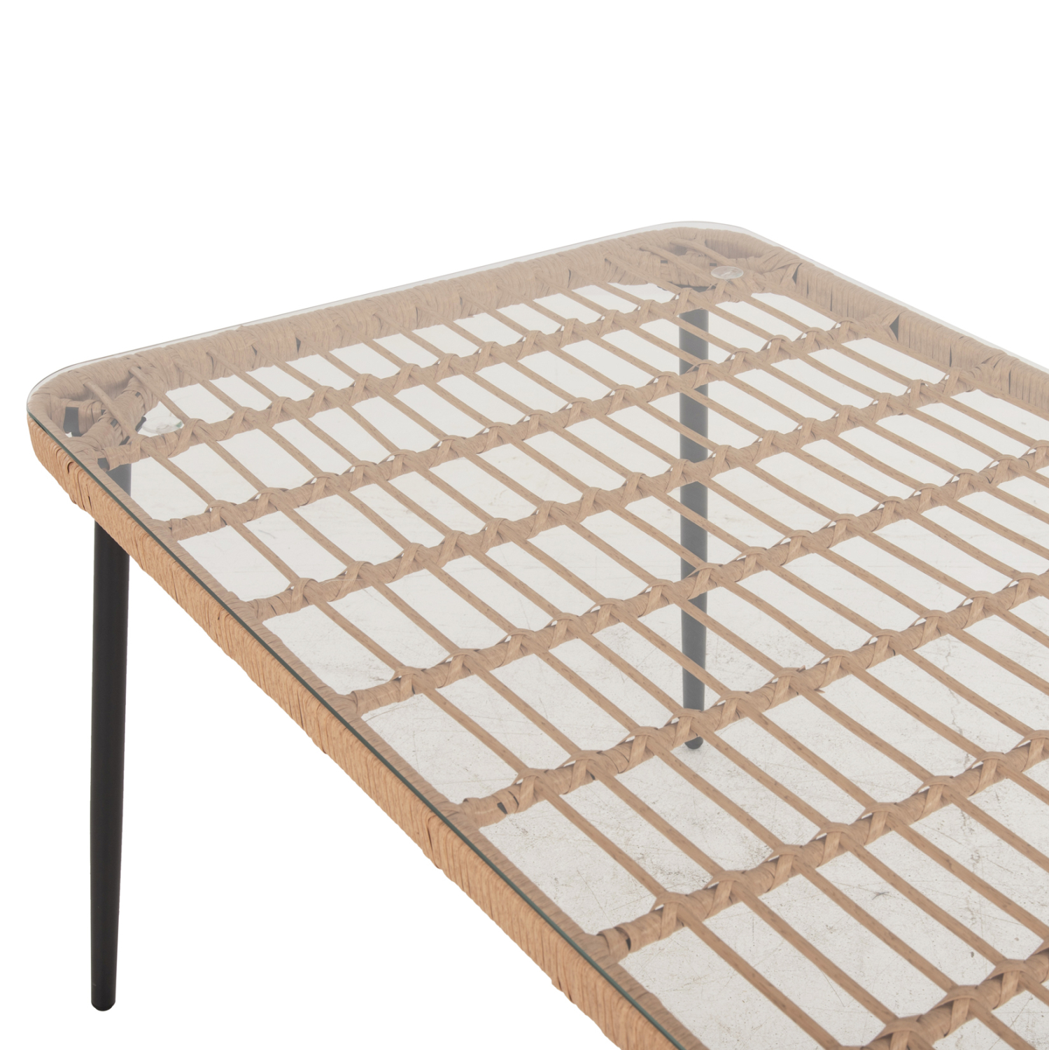 ΤΡΑΠΕΖΙ ΟΡΘΟΓΩΝΙΟ ALLEGRA HM5537.11 ΜΕΤΑΛ.ΜΑΥΡΟ-P.E. RATTAN ΦΥΣΙΚΟ 139,5x79,5x73Υεκ. 5