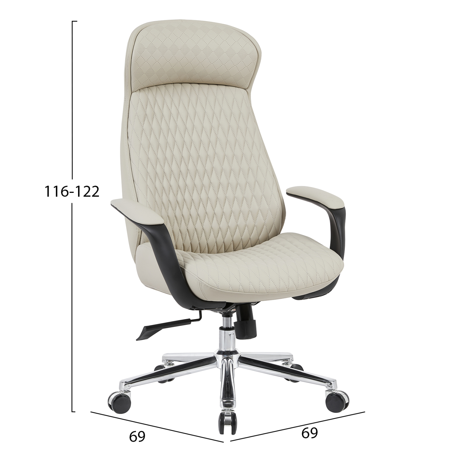 ΚΑΡΕΚΛΑ ΓΡΑΦΕΙΟΥ PREMIUM VELUM HM1233.02 ΜΠΕΖ PU--ΒΑΣΗ ΧΡΩΜΙΟΥ 71x69x116-122Υεκ. 2