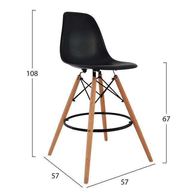 ΣΚΑΜΠΟ ΜΠΑΡ RENATA HM0173.02 ΜΑΥΡΟ 47x50x108Υ εκ. 2