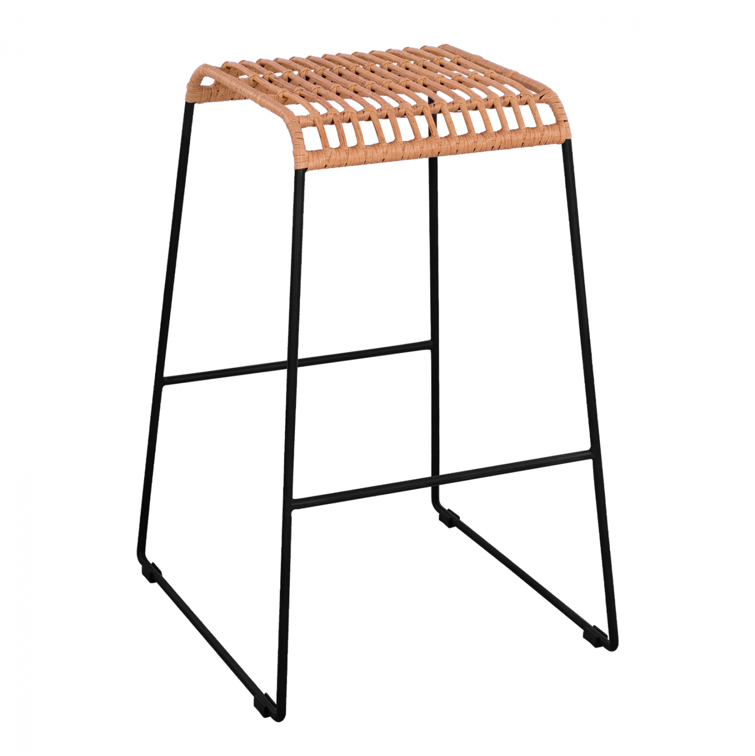 ΣΚΑΜΠΟ ΜΕΤΑΛΛΙΚΟ ALLEGRA HM5641 ΜΕ WICKER ΣΕ ΜΠΕΖ ΑΠΟΧΡΩΣΗ 49x50x76 εκ. 1