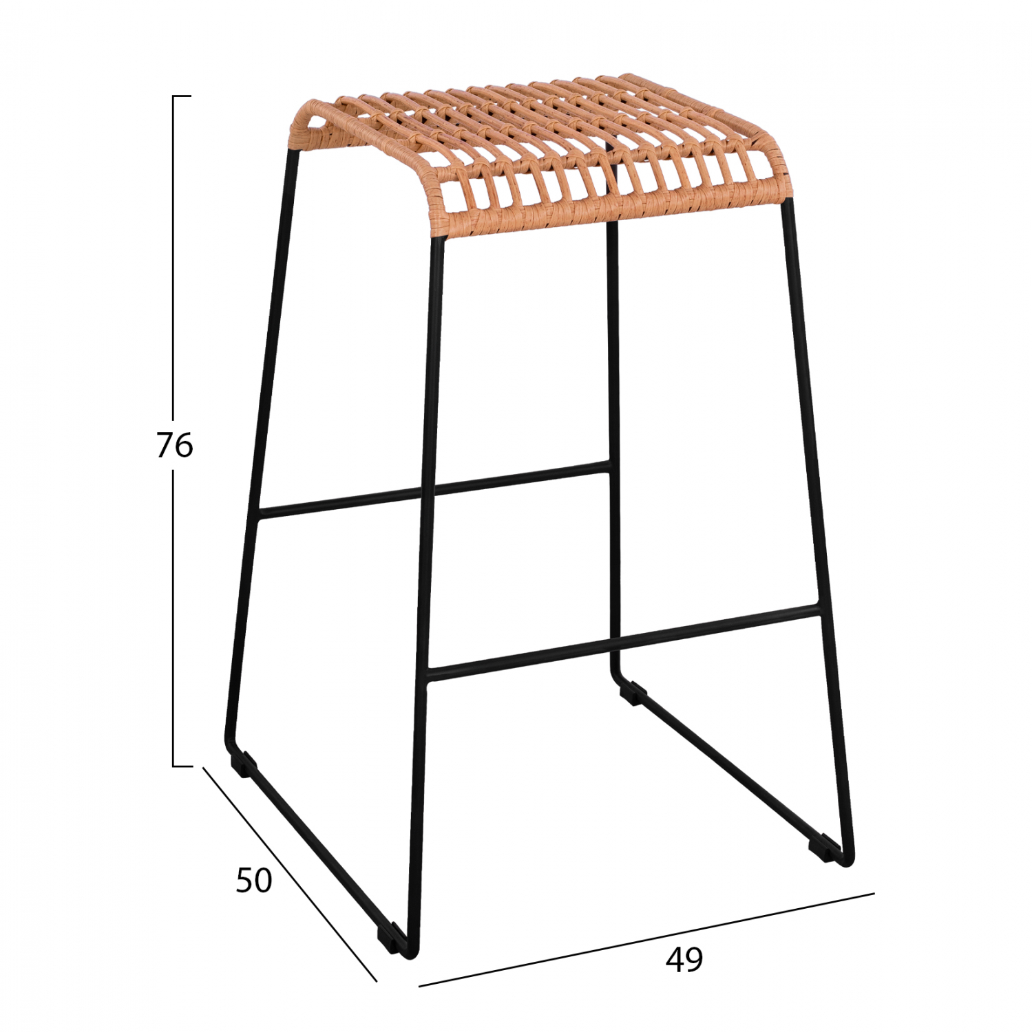 ΣΚΑΜΠΟ ΜΕΤΑΛΛΙΚΟ ALLEGRA HM5641 ΜΕ WICKER ΣΕ ΜΠΕΖ ΑΠΟΧΡΩΣΗ 49x50x76 εκ. 2