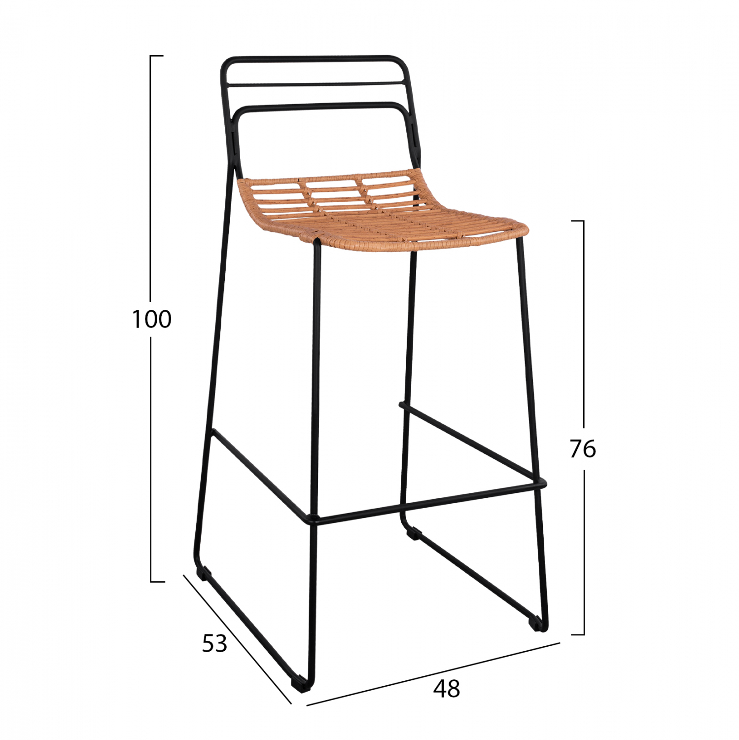 ΣΚΑΜΠΟ ΜΕΤΑΛΛΙΚΟ ALLEGRA HM5642 ΜΕ WICKER ΣΕ ΜΠΕΖ ΑΠΟΧΡΩΣΗ 48x53x100 εκ. 2