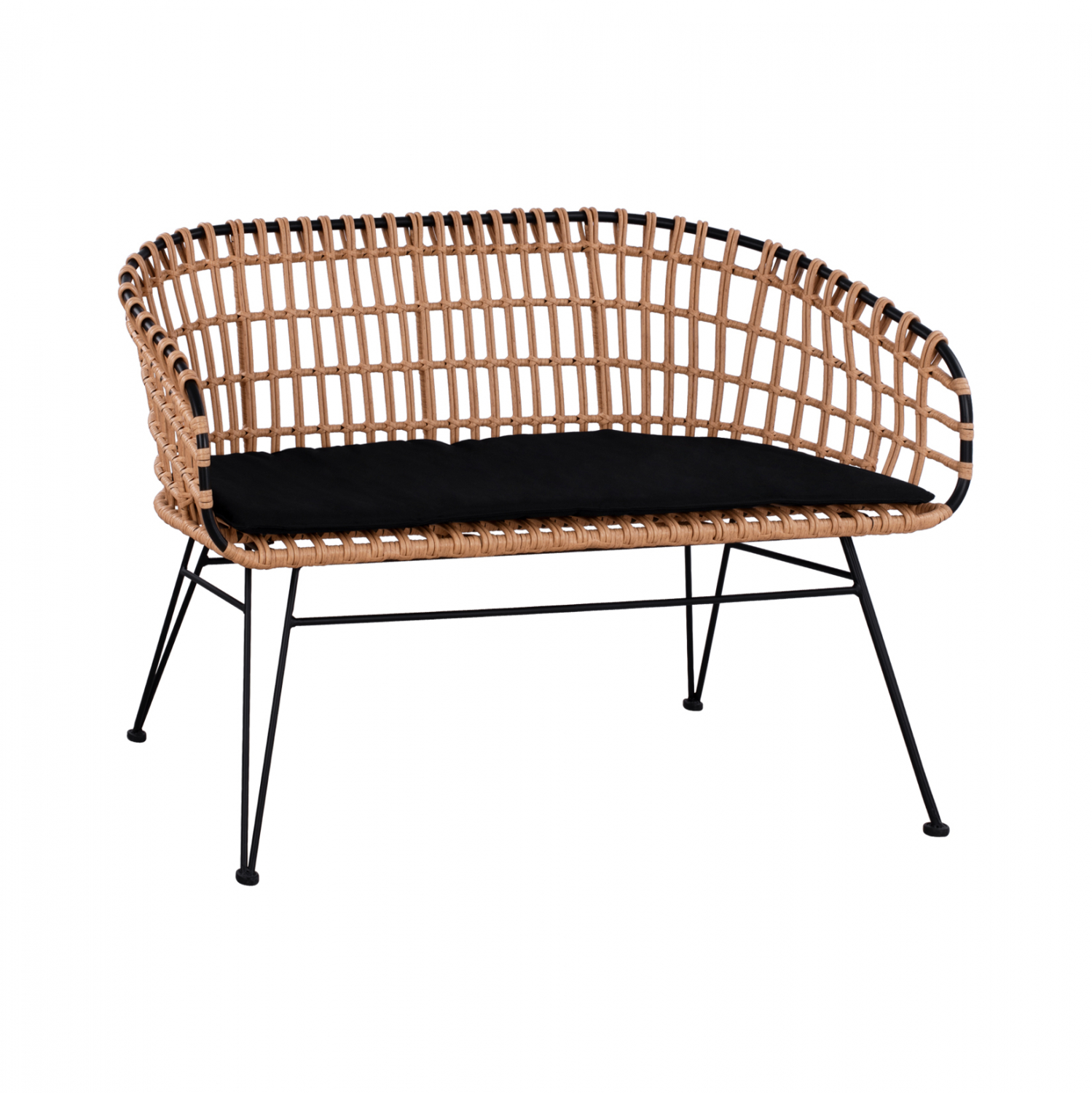 ΠΑΓΚΑΚΙ ΜΕΤΑΛΛΙΚΟ ALLEGRA HM5692 ΜΕ WICKER ΜΑΥΡΟ-ΜΠΕΖ 124x57x77Υ εκ. 1