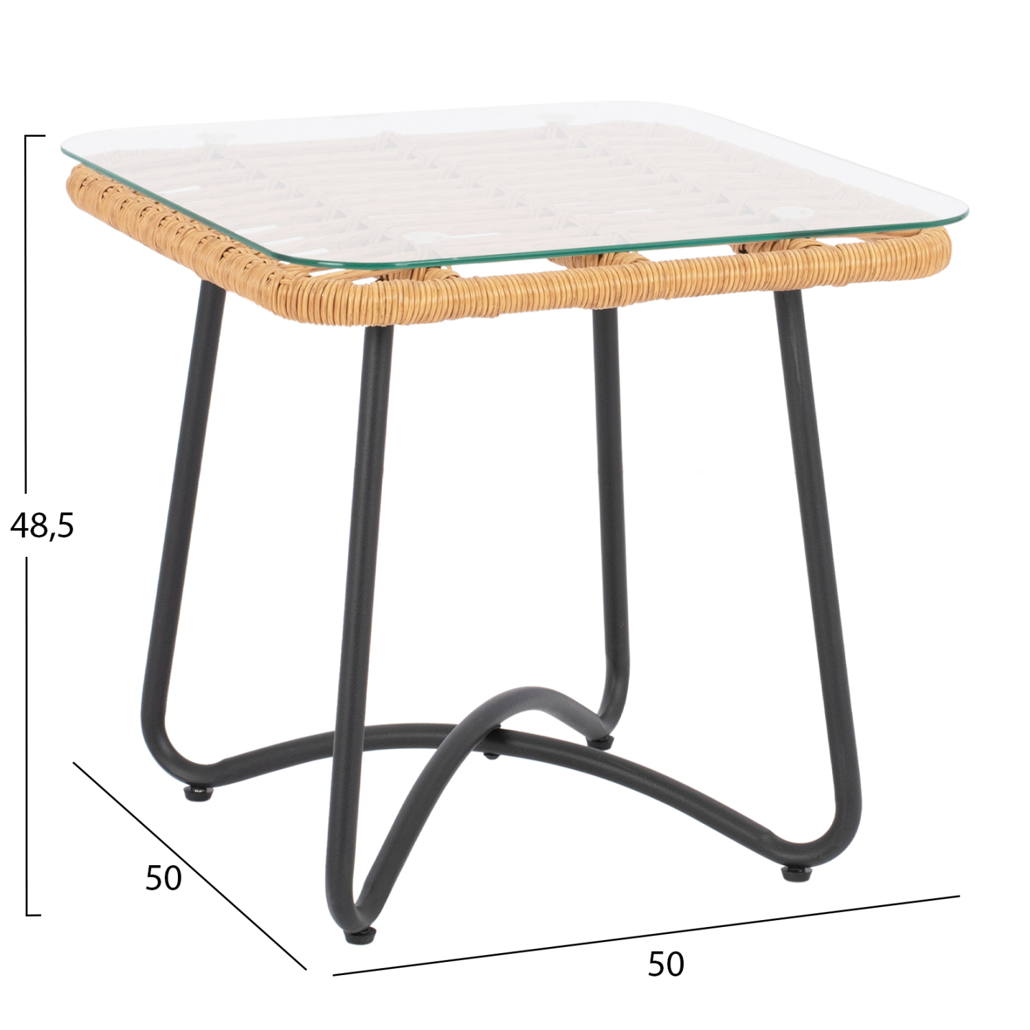 ΤΡΑΠΕΖΙ ΜΕΤΑΛΛΙΚΟ GERRY HM5717 ΜΕ WICKER ΜΠΕΖ 50x50x48,5 εκ. 2