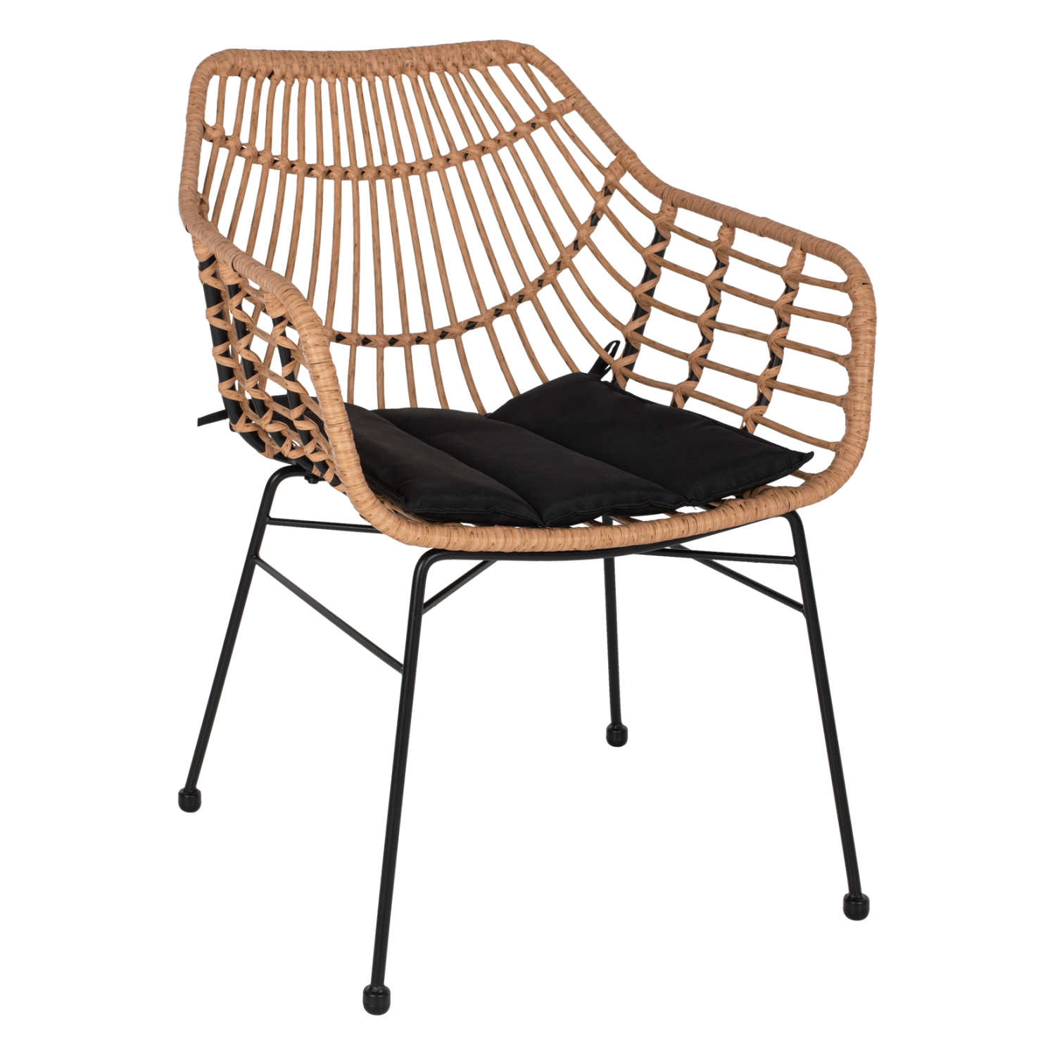 ΠΟΛΥΘΡΟΝΑ ΕΠΑΓΓΕΛΜΑΤΙΚΗ ΜΑΥΡΟ ΜΕΤΑΛΛΟ RATTAN ΜΠΕΖ &amp; ΜΑΞΙΛΑΡΙ HM5864.01 58,5x60,5x80 εκ. 1