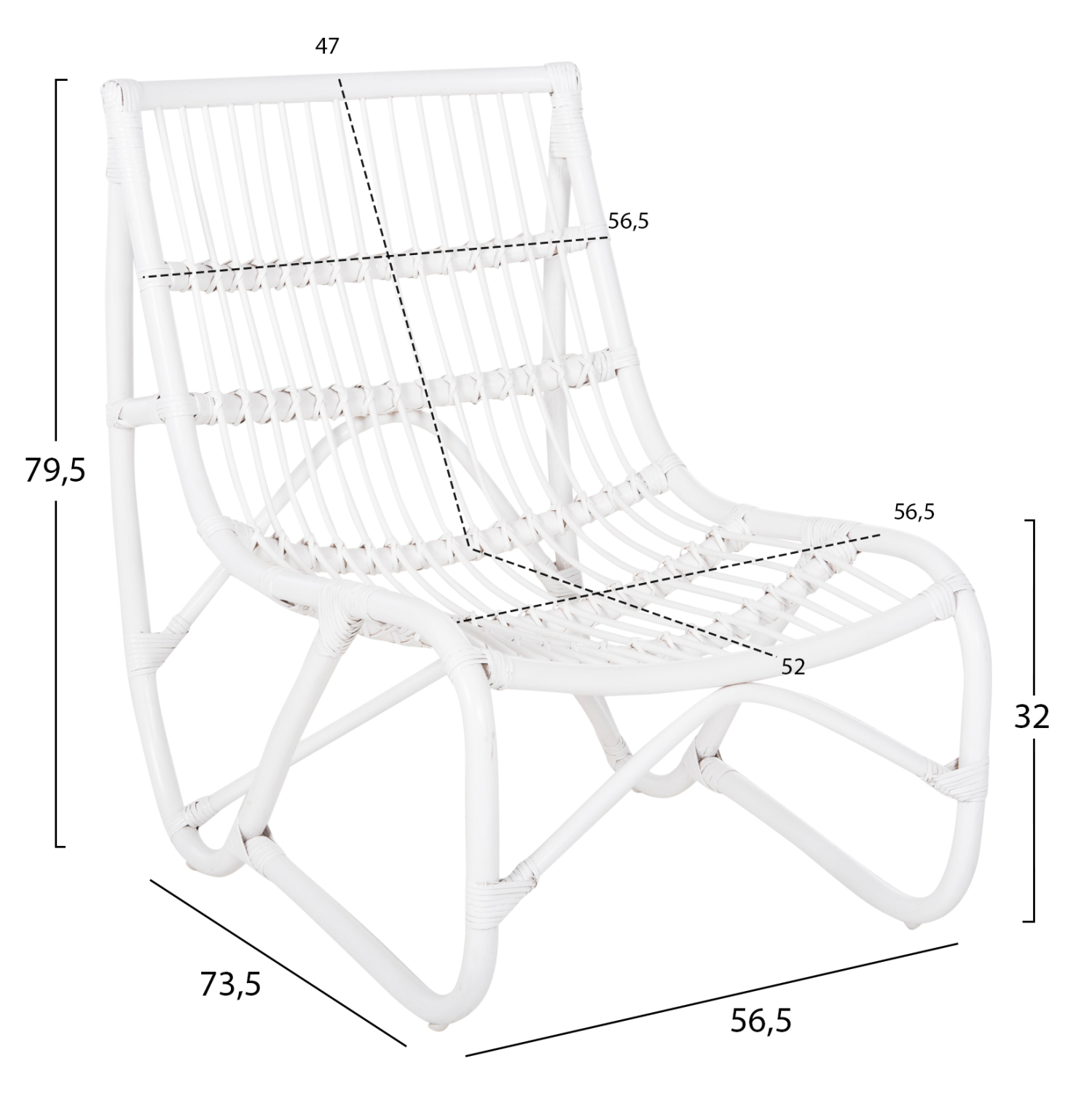ΠΟΛΥΘΡΟΝΑ GRINN HM9815.03 ΡΑΒΔΟΙ RATTAN ΣΕ ΛΕΥΚΟ 56,5x73,5x79,5Υ εκ. 2