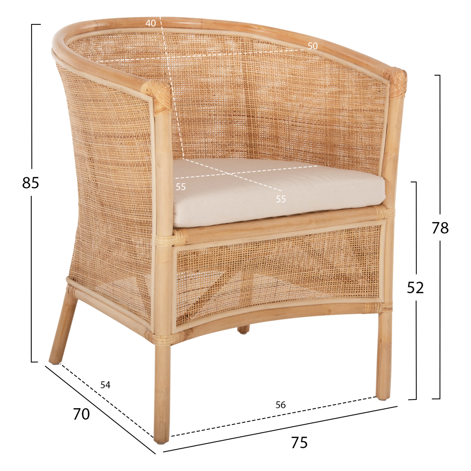 ΠΟΛΥΘΡΟΝΑ APRON HM9818 RATTAN ΠΛΕΚΤΟ ΣΕ ΦΥΣΙΚΟ-ΛΕΥΚΟ ΜΑΞΙΛΑΡΙ 75x70x85Υεκ. 2