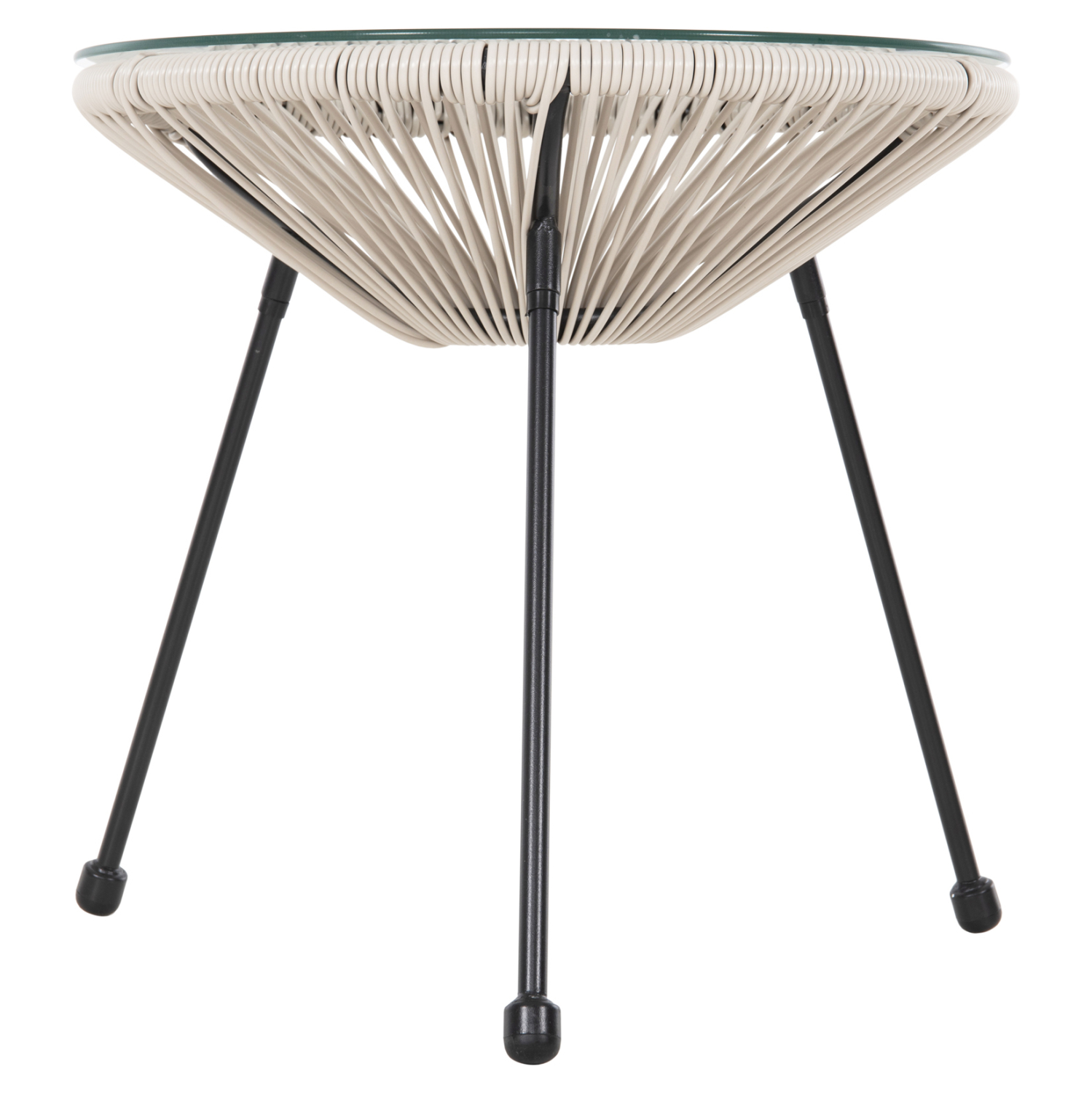 ΤΡΑΠΕΖΙ ΒΟΗΘΗΤΙΚΟ ALLEGRA HM5874.03 ΜΕΤΑΛΛΟ ΜΑΥΡΟ-ΣΥΝΘ. RATTAN ΜΠΕΖ Φ47x45Yεκ. 3