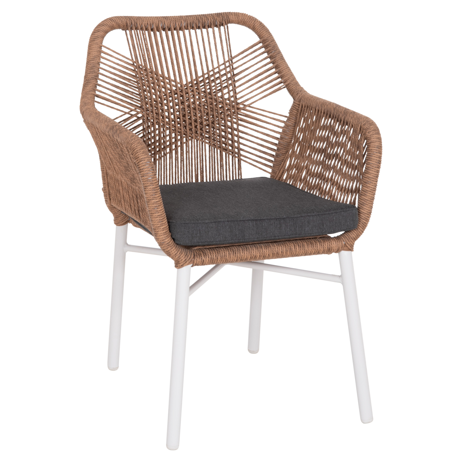 ΠΟΛΥΘΡΟΝΑ TOPIN HM6048.01 ΑΛΟΥΜΙΝΙΟ ΛΕΥΚΟ-P.E. RATTAN ΑΝΟΙΧΤΟ ΚΑΦΕ-ΜΑΞΙΛΑΡΙ ΓΚΡΙ 58x60x83Υ εκ 1