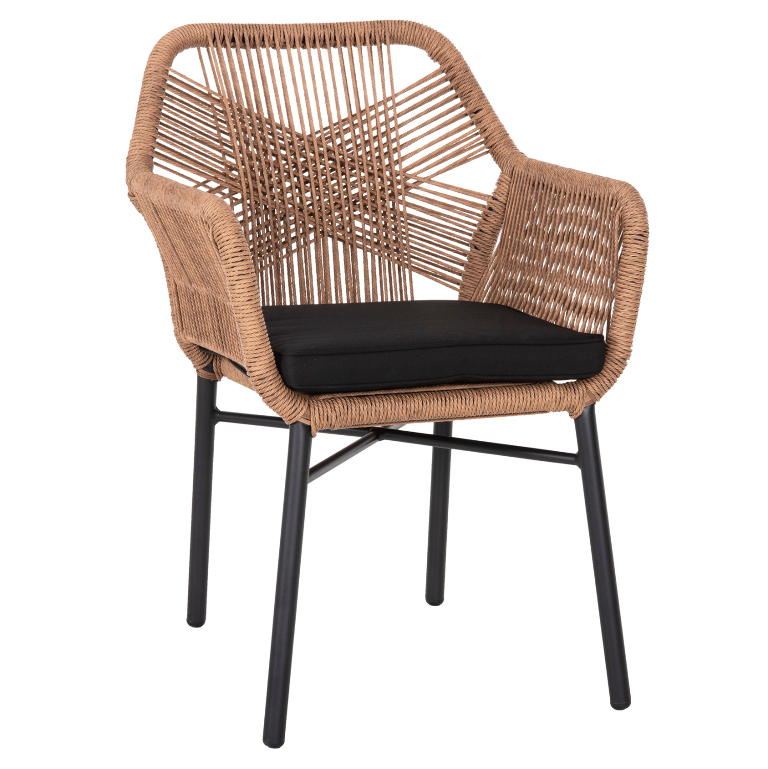 ΠΟΛΥΘΡΟΝΑ TOPIN HM6048.02 ΑΛΟΥΜΙΝΙΟ ΜΑΥΡΟ-P.E. RATTAN ΜΠΕΖ-ΜΑΞΙΛΑΡΙ ΜΑΥΡΟ 57x65x84Υ εκ 1